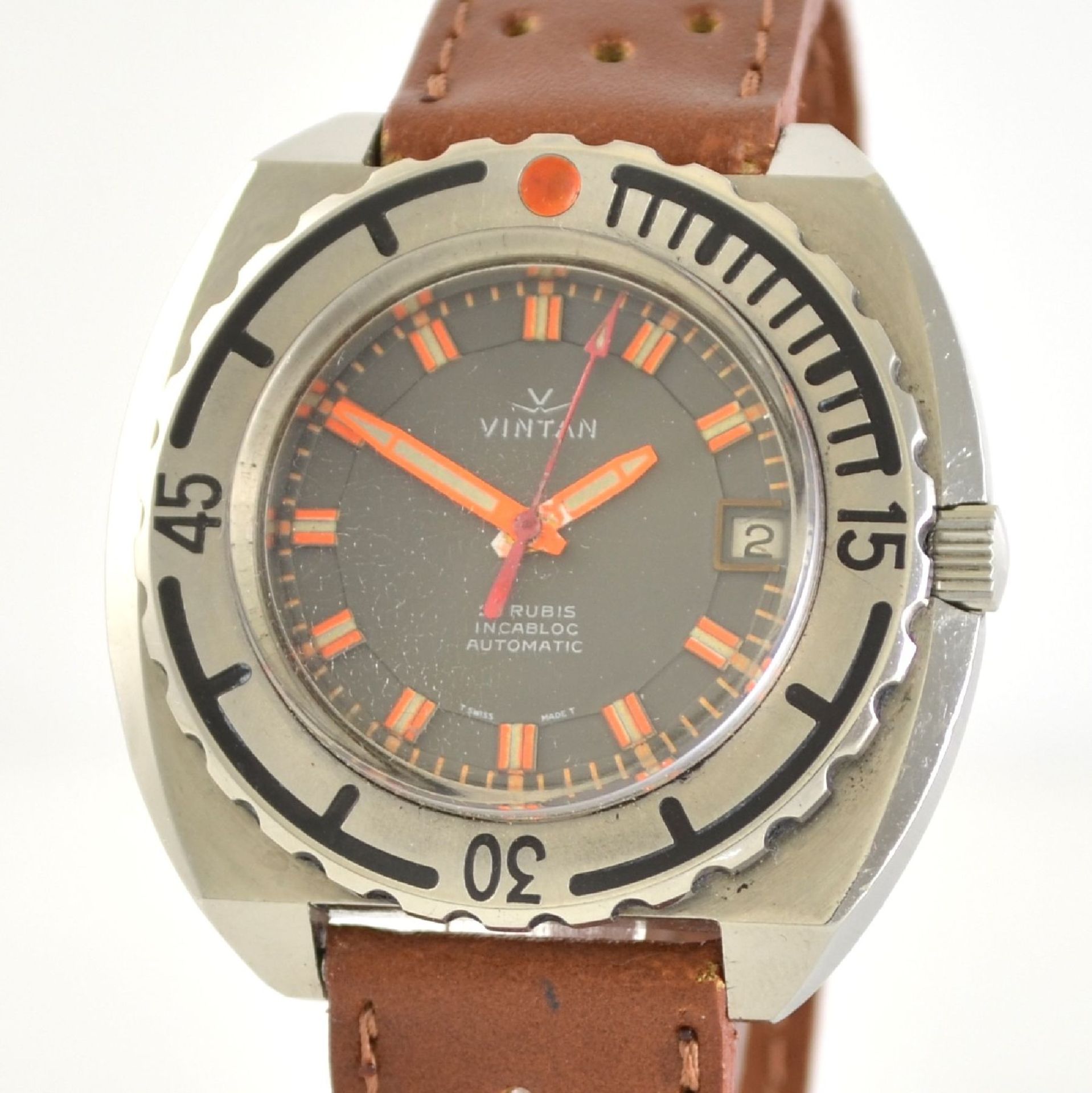 VINTAN gents wristwatch in screwed stainless steel case, Switzerland around 1970, self winding, - Bild 4 aus 7