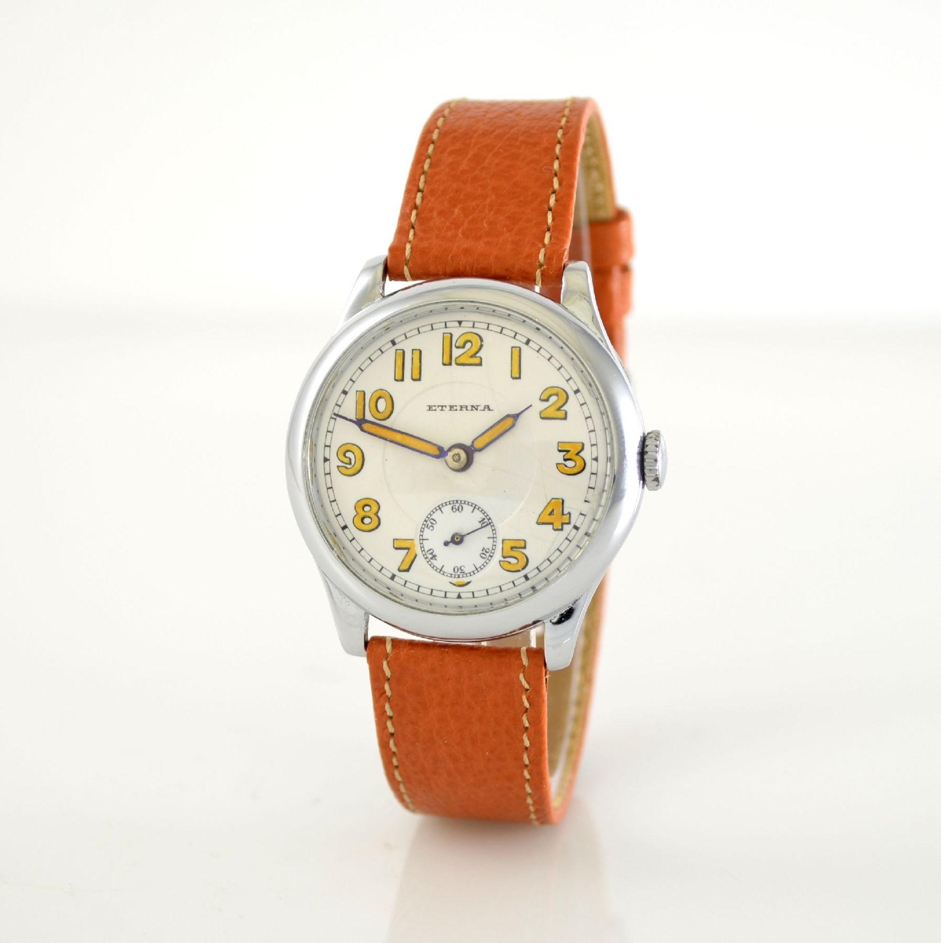 ETERNA the first real wristwatch from Eterna, Switzerland around 1920, manual winding, chromed - Bild 3 aus 9