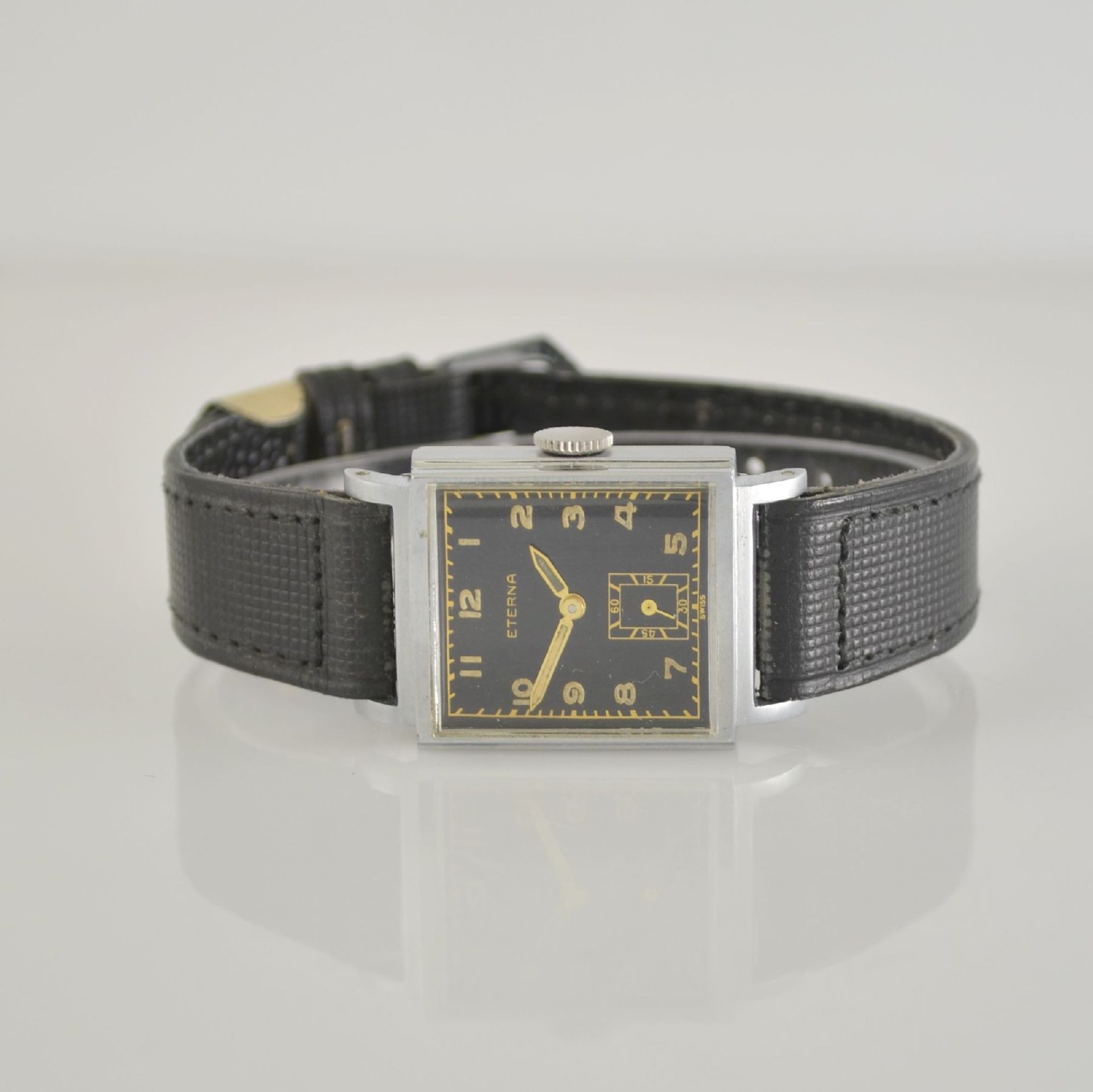 ETERNA nearly mint rectangular wrist watch with box & hangtag, Switzerland around 1935, manual