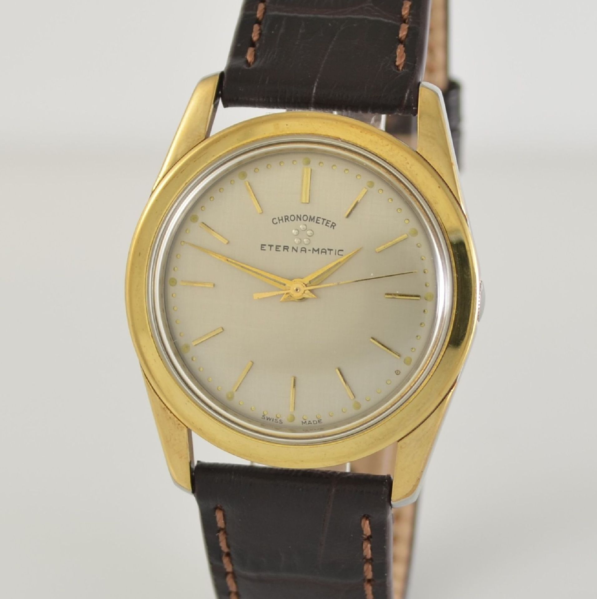 ETERNA-MATIC Armbandchronometer in steel & gold, Switzerland around 1965, screwed down case back, - Bild 4 aus 6