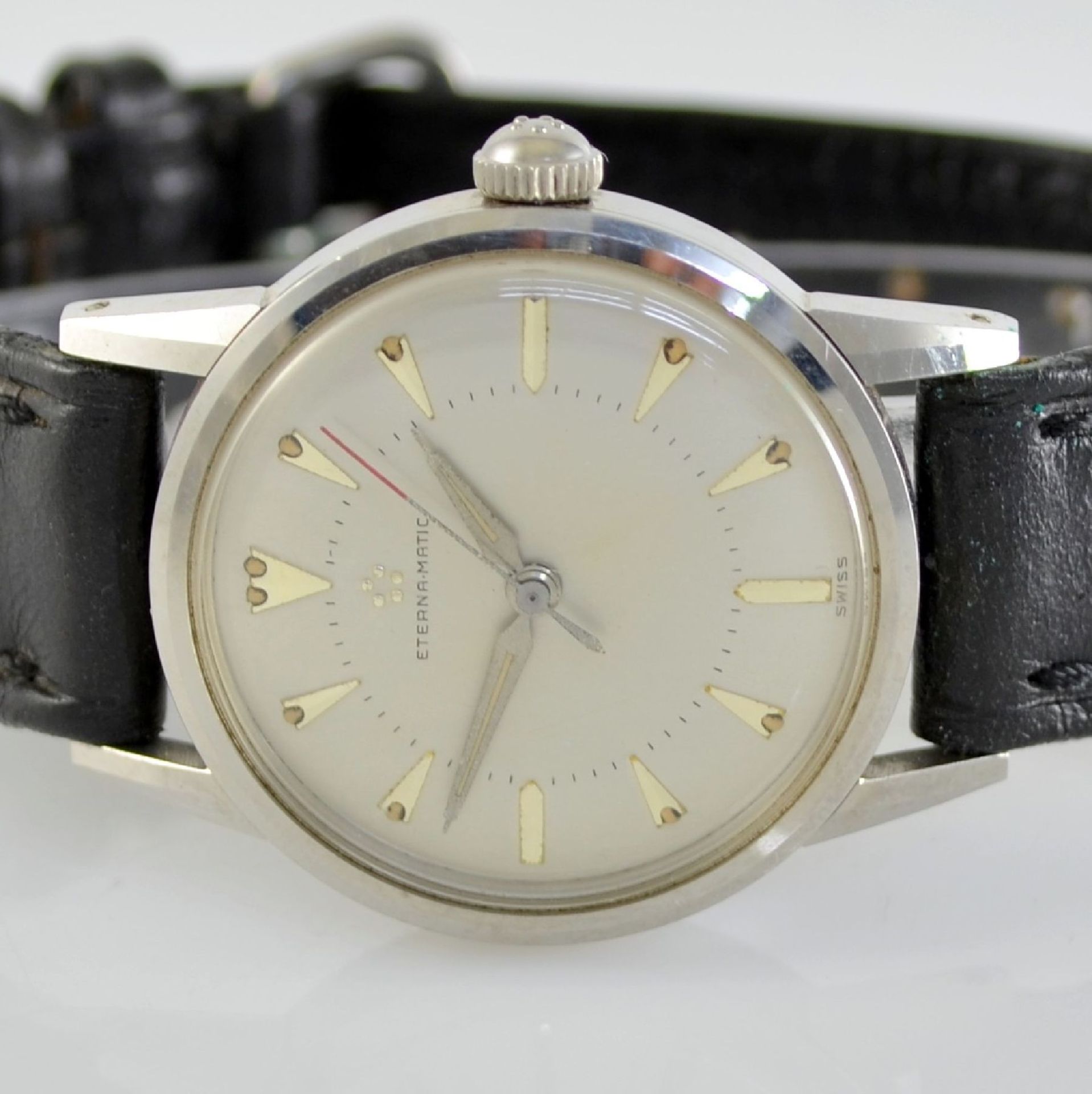 ETERNA-MATIC 2 wristwatches in steel, Switzerland around 1955, case backs screwed down, silvered - Bild 8 aus 12