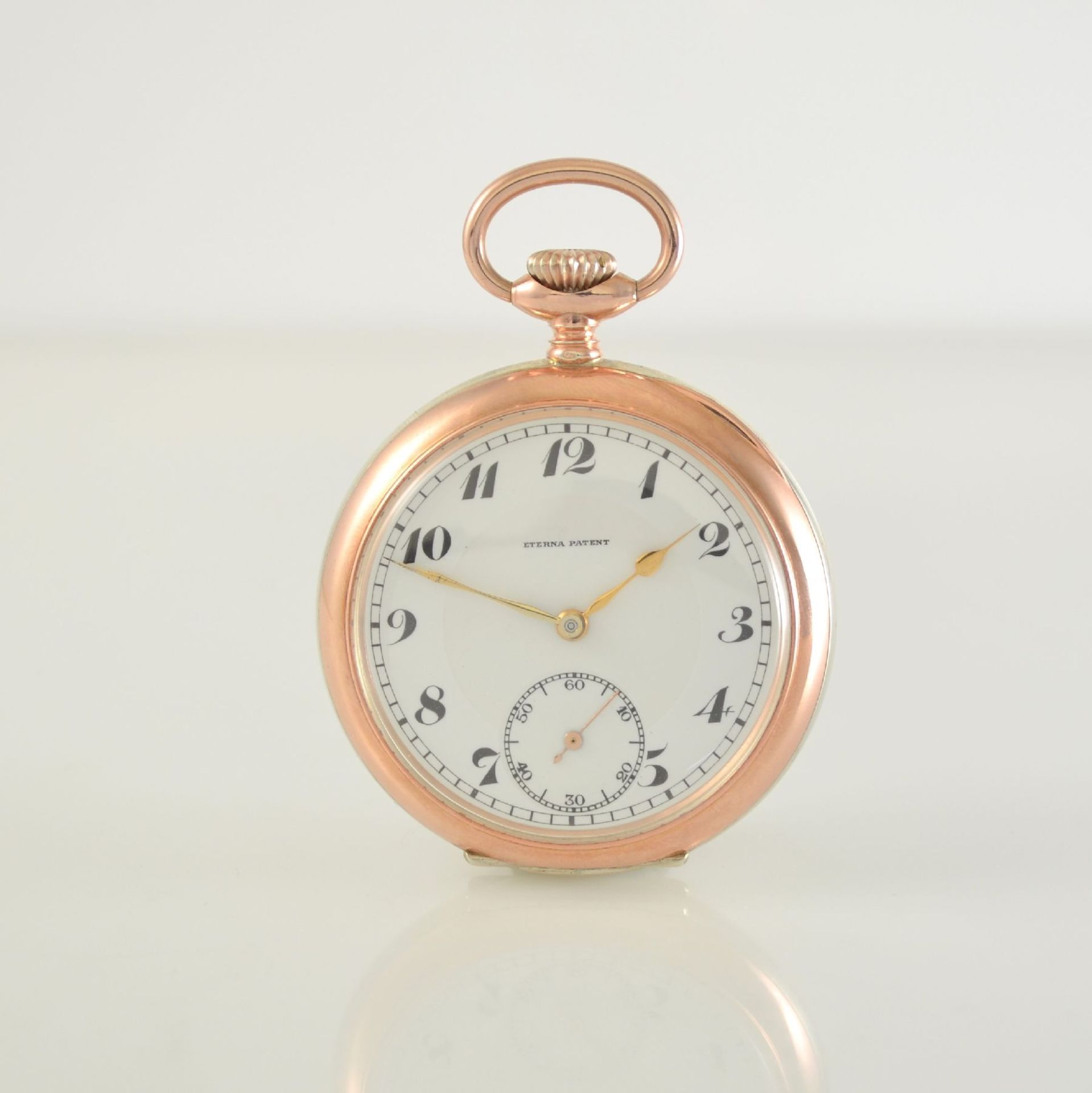 ETERNA rare silver pocket watch with patented adjusting, Switzerland around 1920, engine- turned