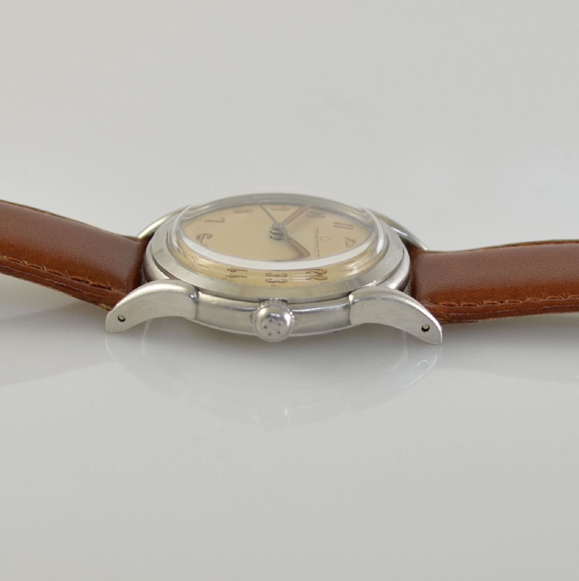 ETERNA-MATIC 2 wristwatches in steel, Switzerland around 1950, screwed down cases with unusual lugs, - Bild 3 aus 13