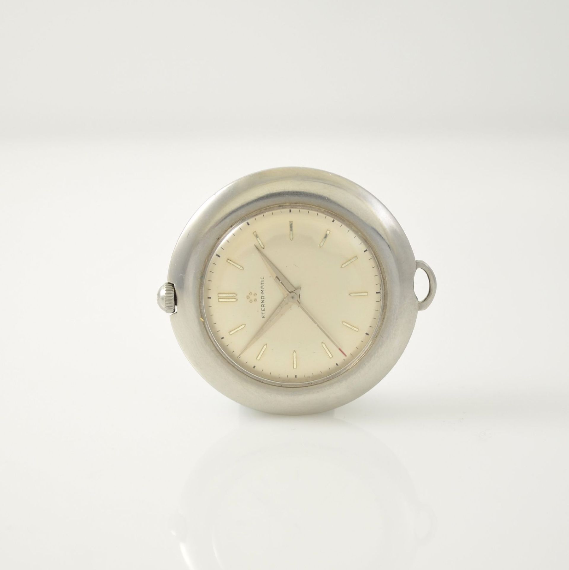 ETERNA-MATIC Golfer 2 steel pocket watches, Switzerland around 1960, self winding, screwed down & on - Bild 5 aus 7