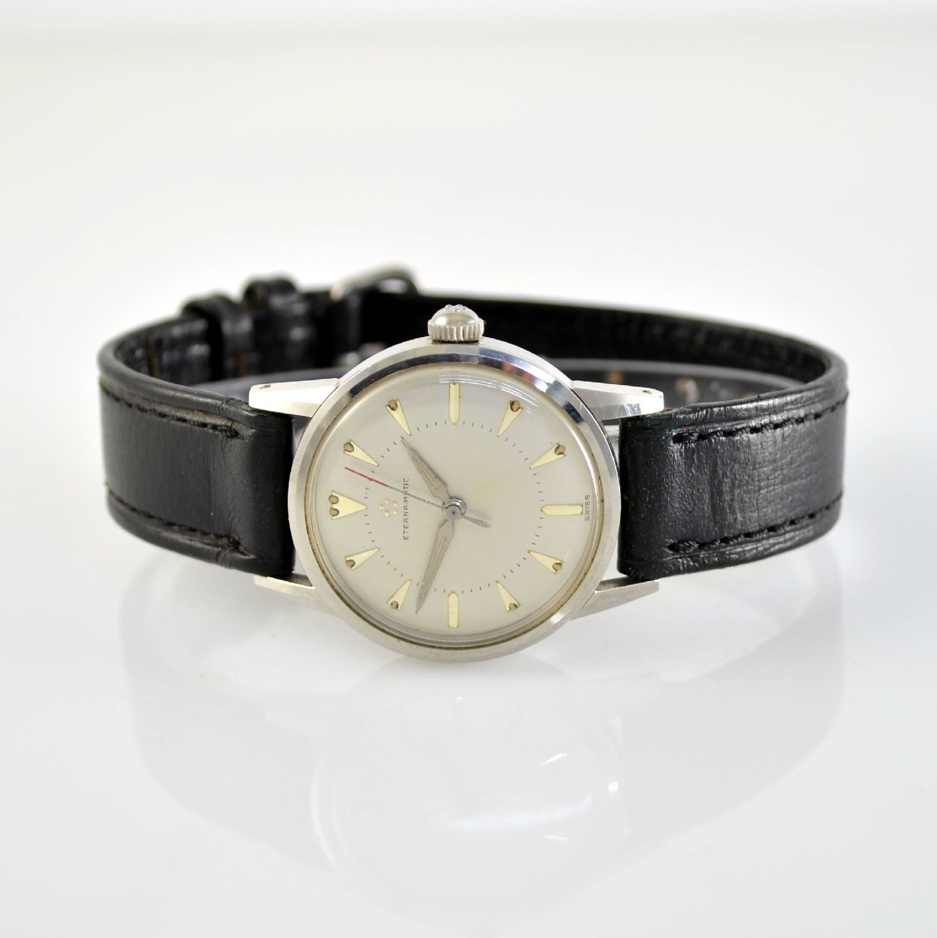 ETERNA-MATIC 2 wristwatches in steel, Switzerland around 1955, case backs screwed down, silvered - Bild 7 aus 12