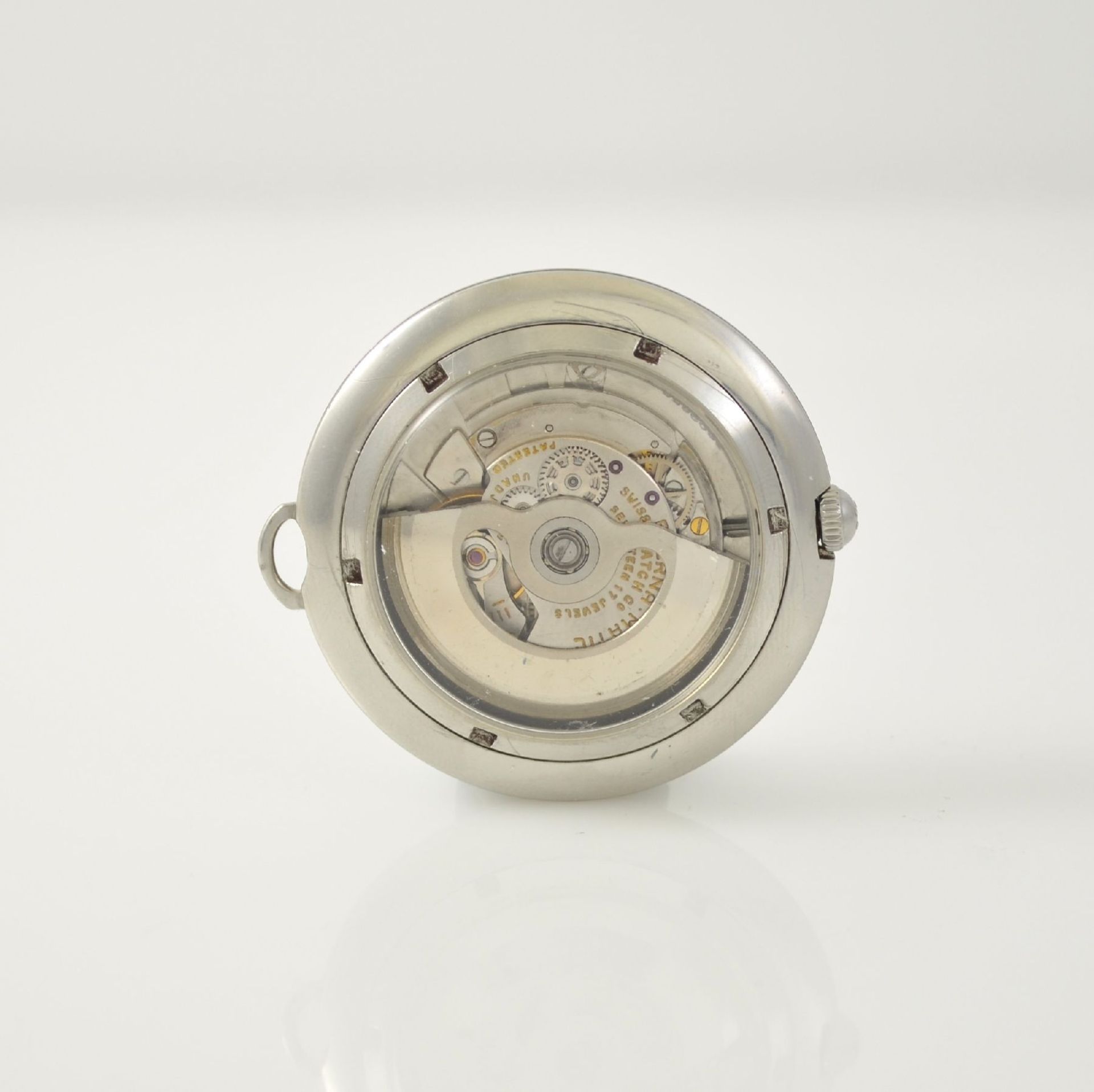 ETERNA-MATIC Golfer 2 steel pocket watches, Switzerland around 1960, self winding, screwed down & on - Bild 6 aus 7