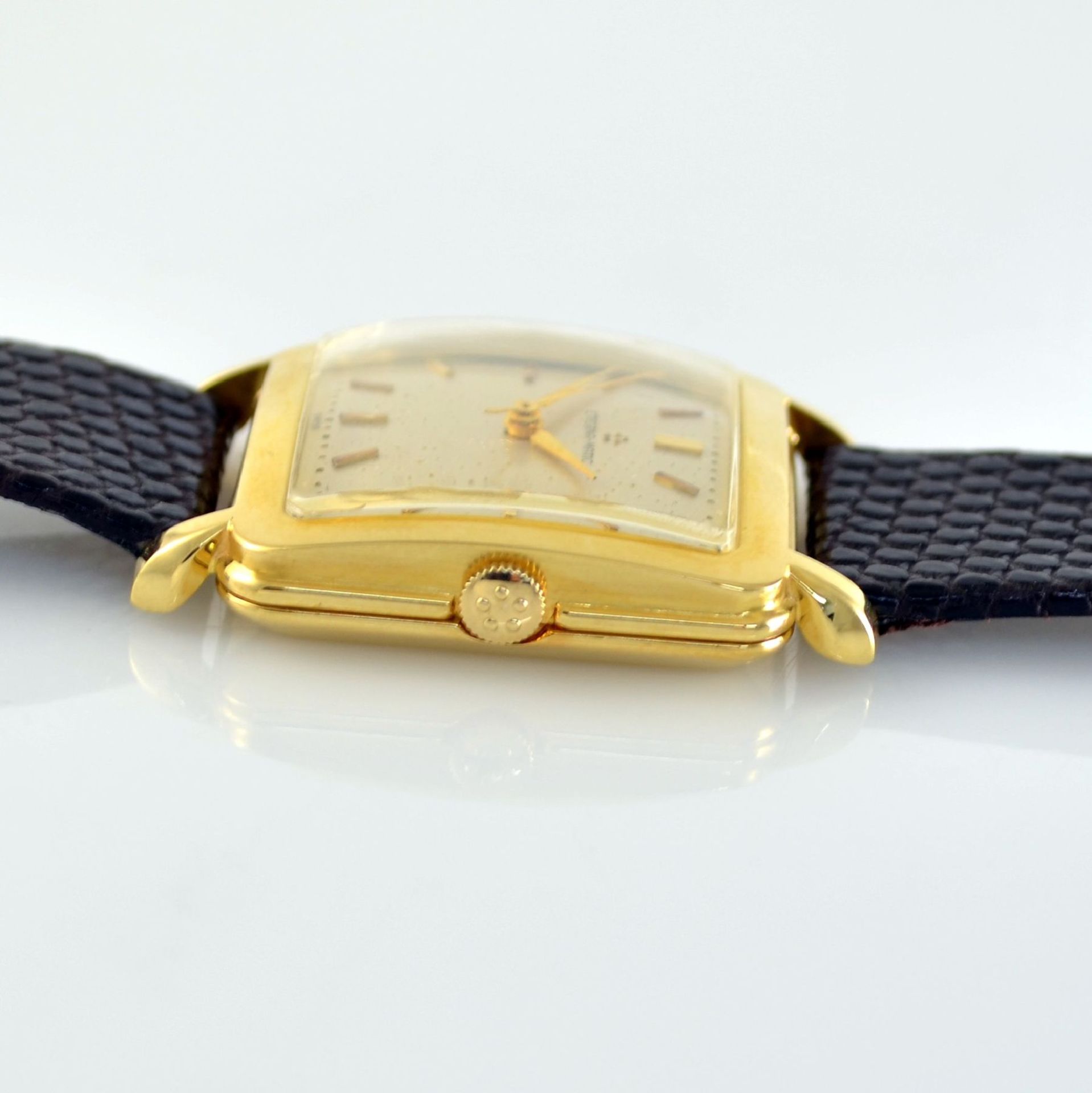 ETERNA-MATIC rare, square 18k yellow gold wristwatch, Switzerland around 1960, snap on case back, - Bild 4 aus 7