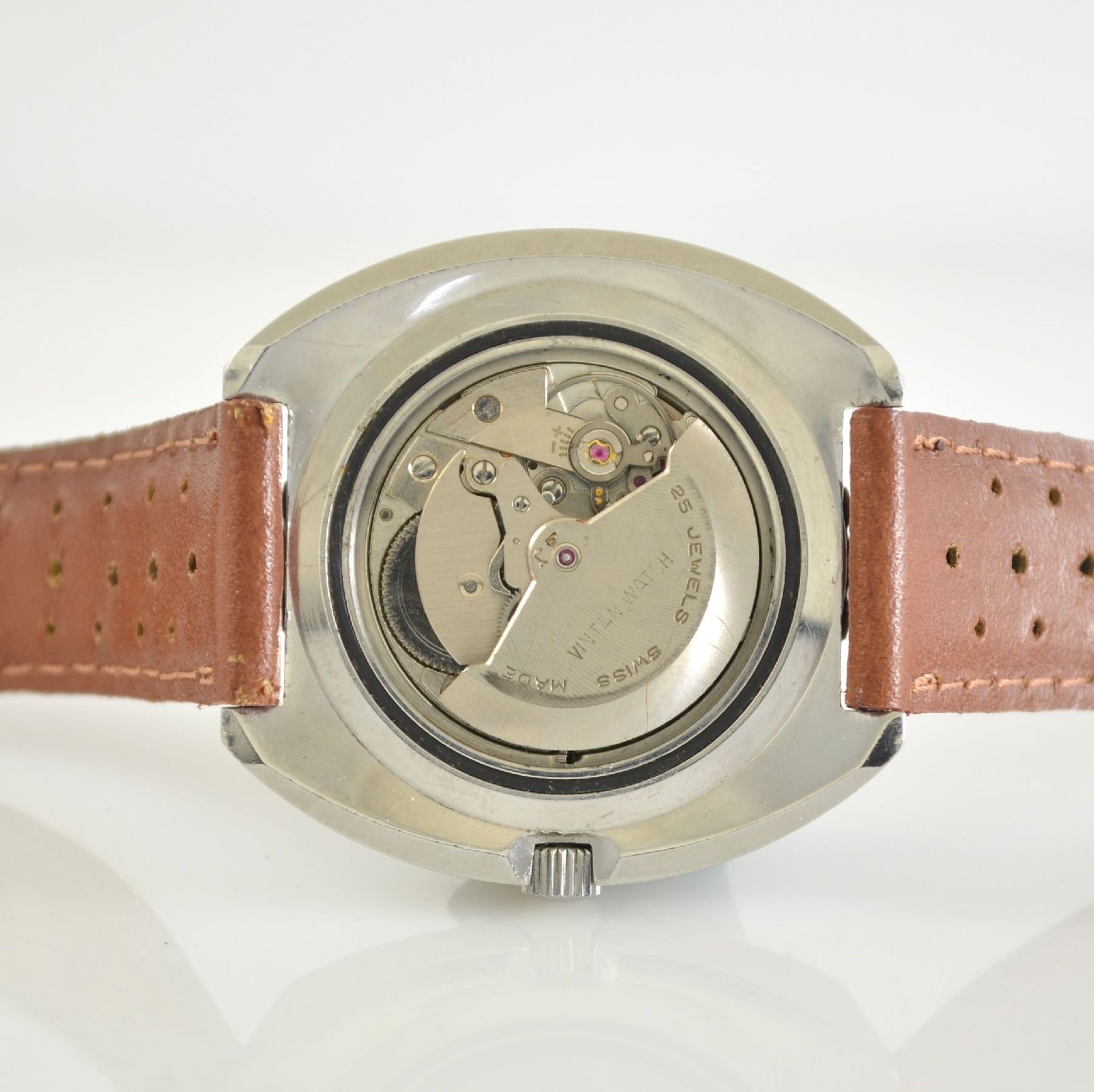 VINTAN gents wristwatch in screwed stainless steel case, Switzerland around 1970, self winding, - Bild 7 aus 7