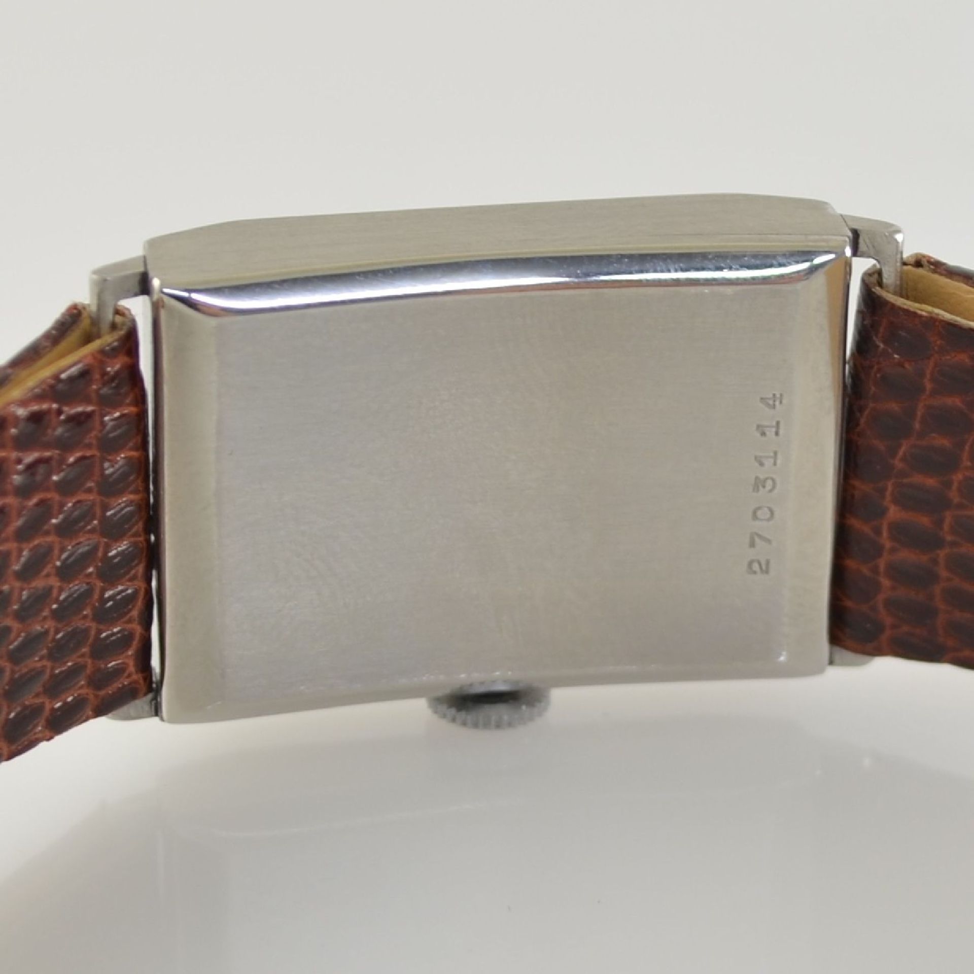 ETERNA 2 rectangular gents wristwatches in steel, Switzerland around 1940, snap on case backs, 1 x - Bild 11 aus 15