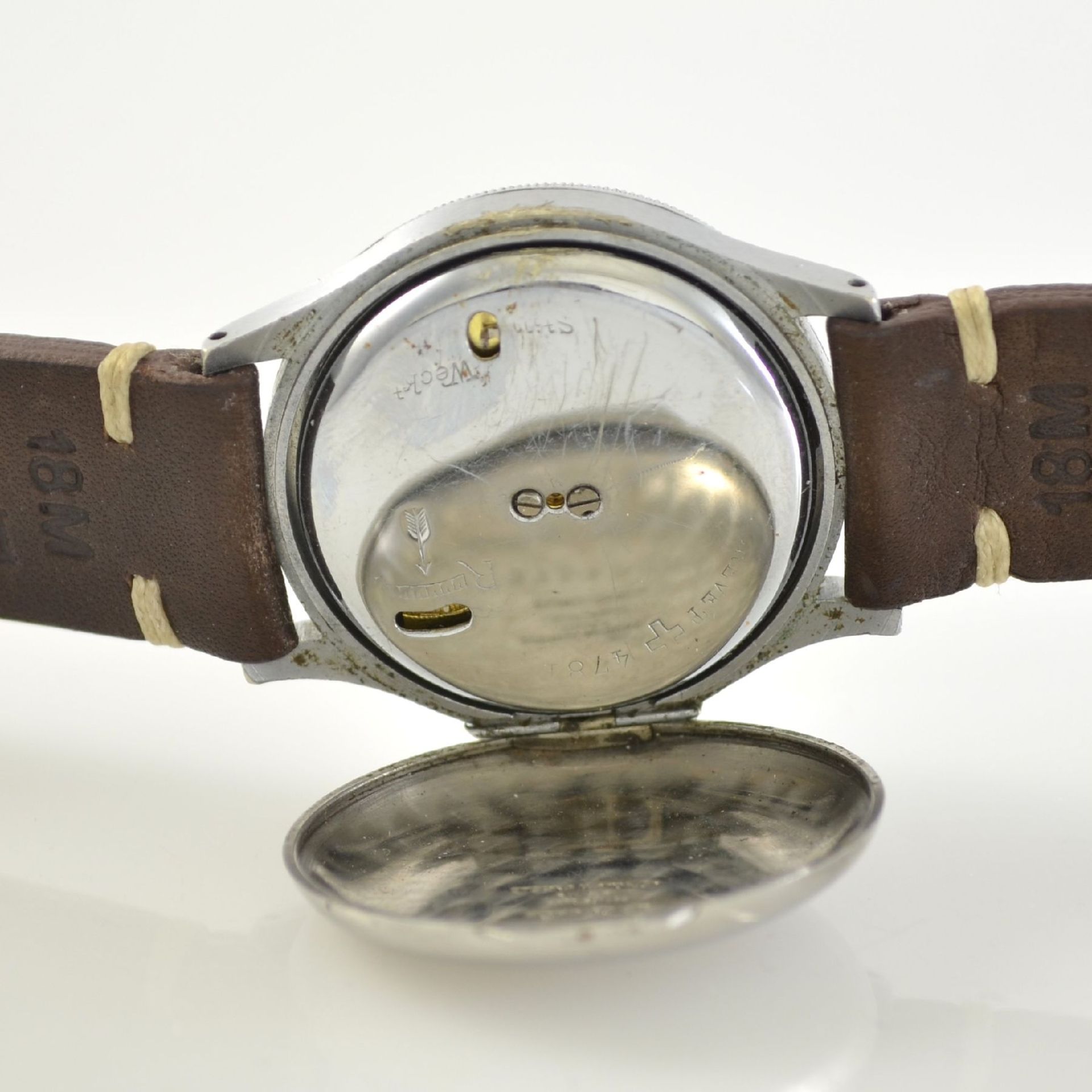 ETERNA very rare early alarm wristwatch, Switzerland around 1935, manual winding, chrome-plated case - Bild 8 aus 8