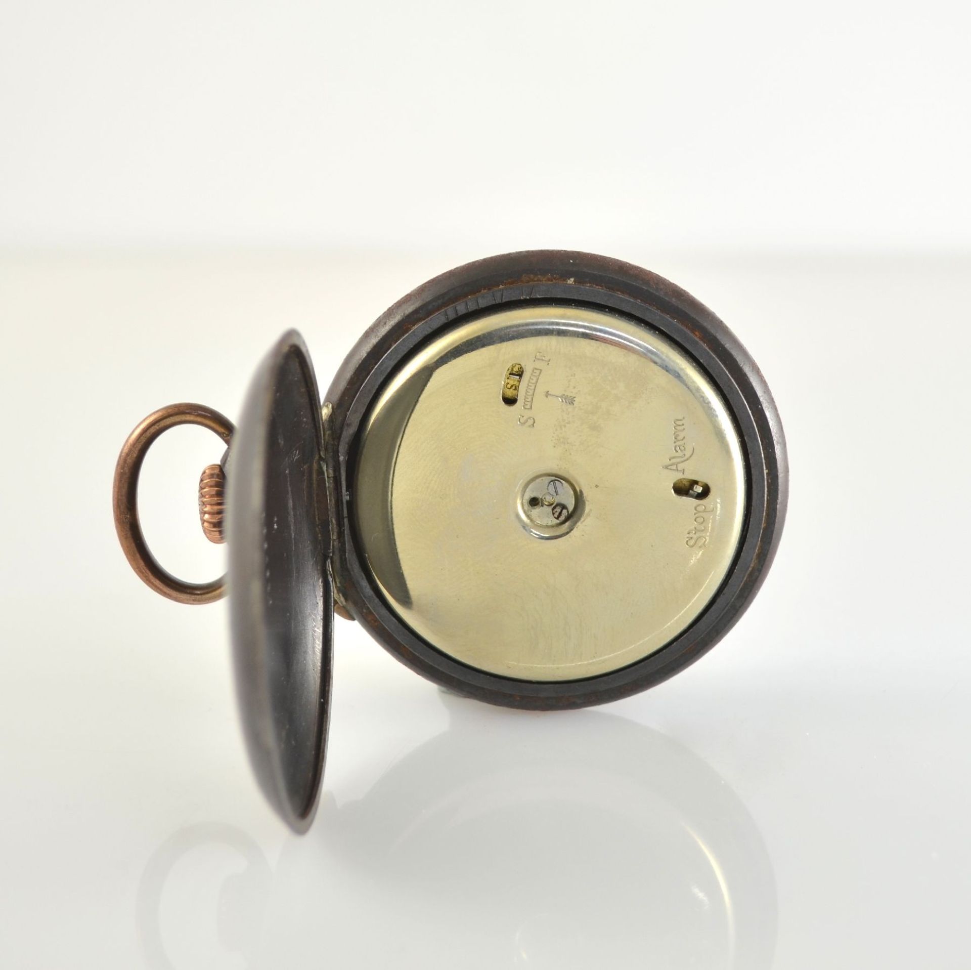 ETERNA 2 open face pocket watches with alarm in nickel & iron, Switzerland around 1910, hinge - Bild 4 aus 10