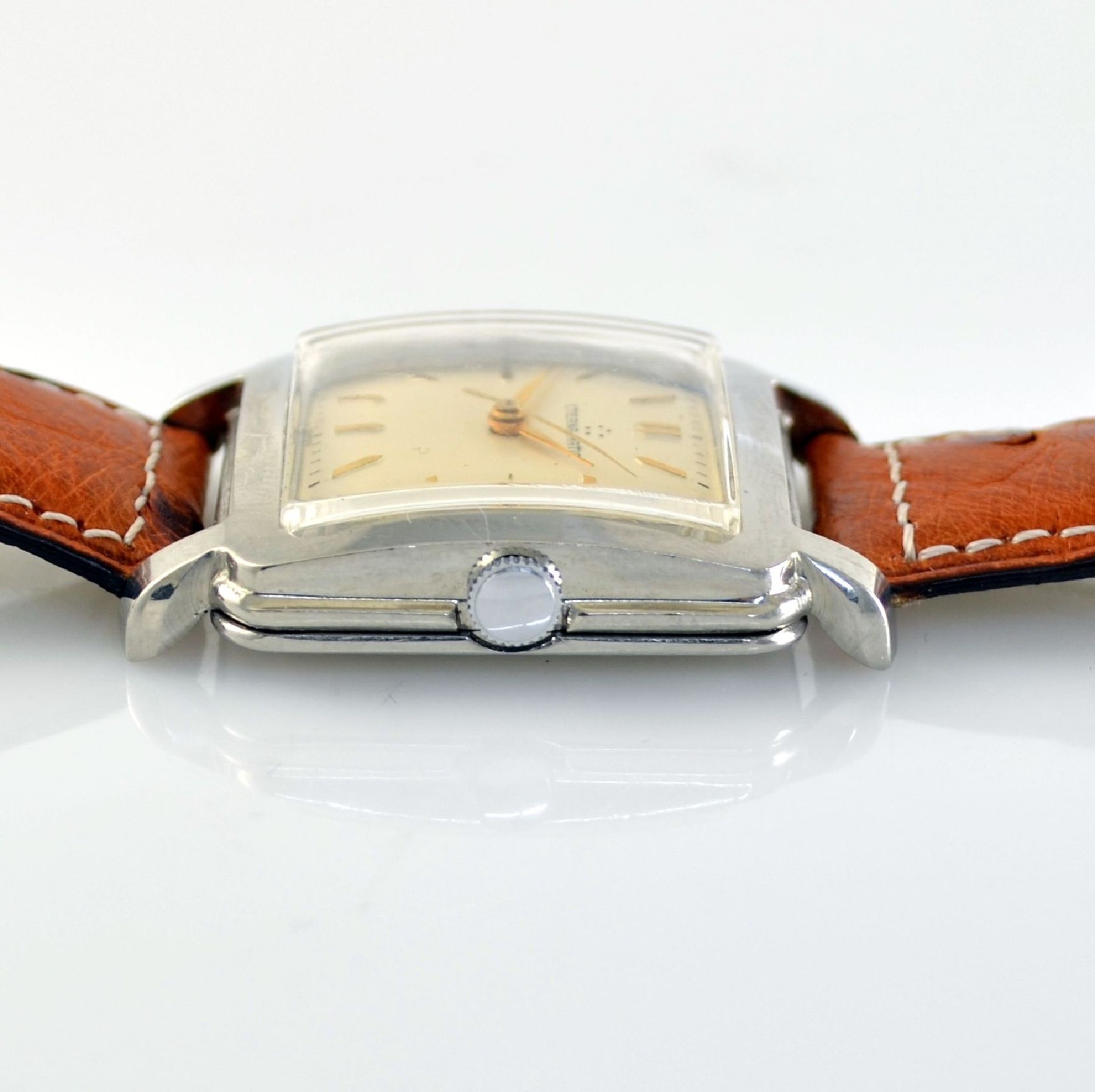 ETERNA-MATIC rare square wristwatch in steel, Switzerland around 1955, self winding, pressed down - Bild 4 aus 8