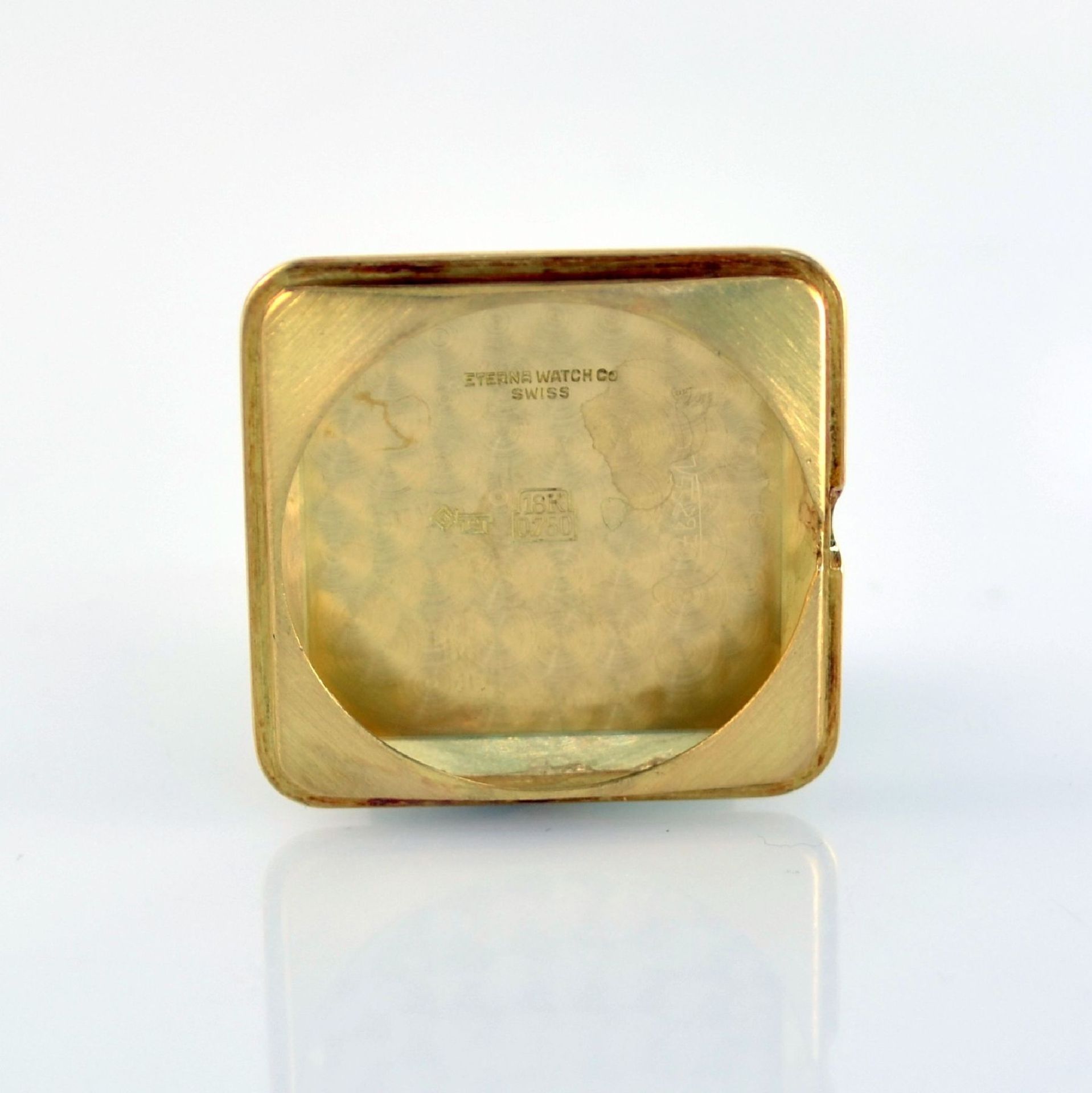 ETERNA-MATIC rare, square 18k yellow gold wristwatch, Switzerland around 1960, snap on case back, - Bild 7 aus 7