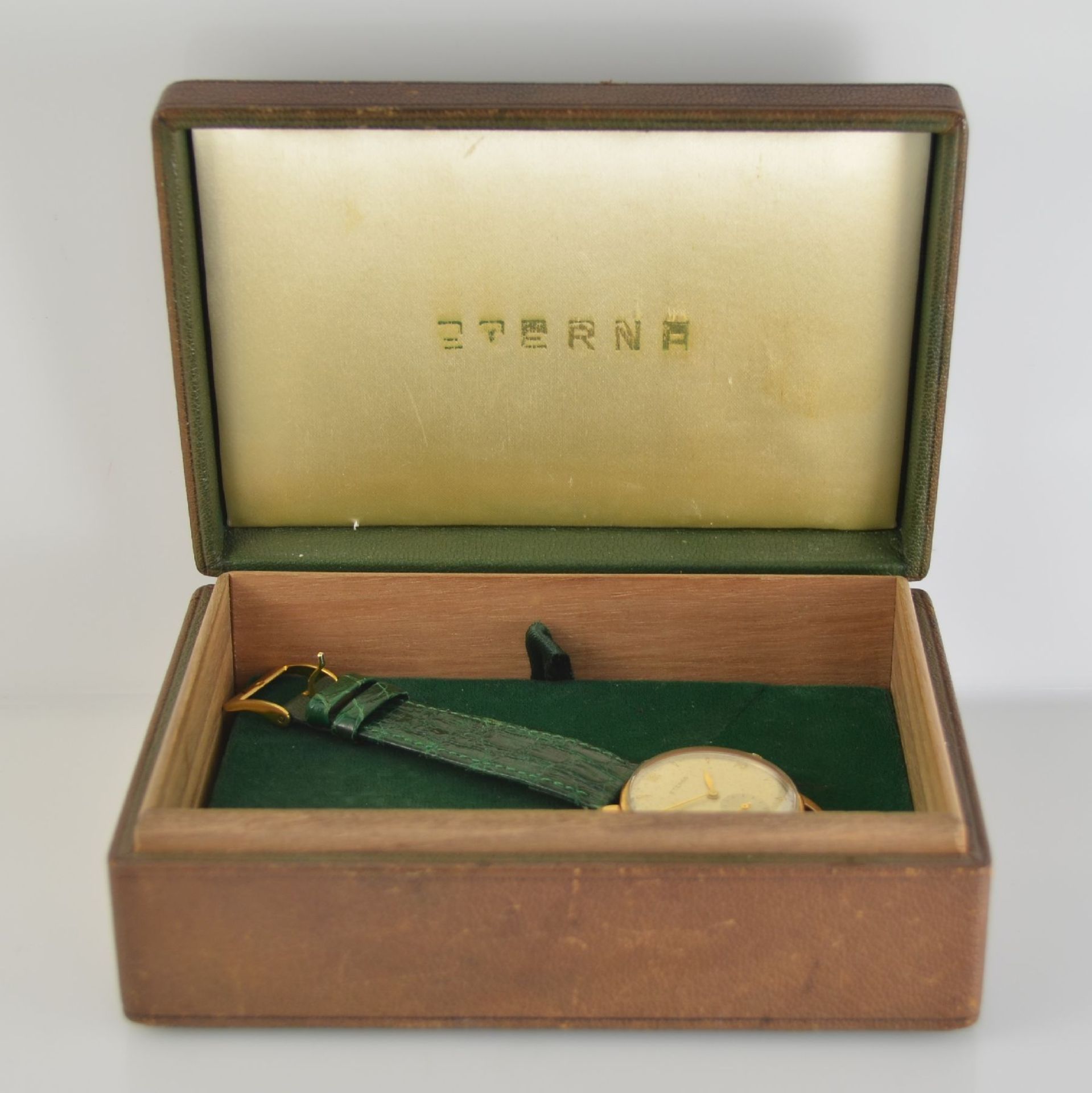 ETERNA 14k yellow gold gents wristwatch with rare box, Switzerland around 1945, manual winding, 3- - Bild 8 aus 8