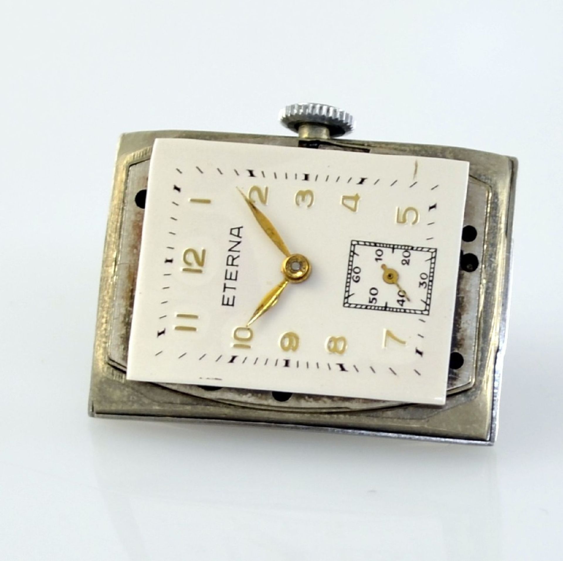 ETERNA 2 rectangular gents wristwatches in steel, Switzerland around 1940, snap on case backs, 1 x - Bild 12 aus 15