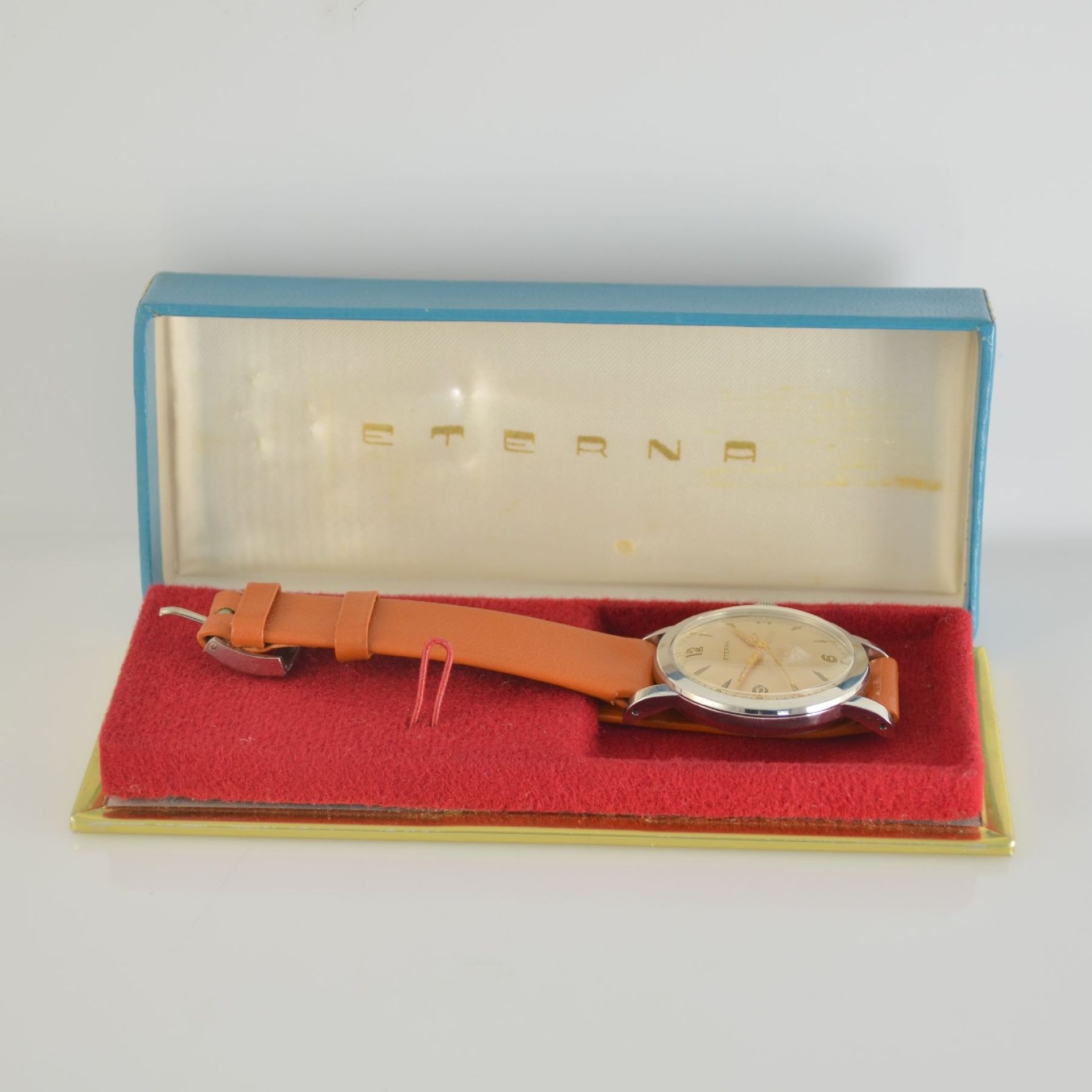 ETERNA gents watch in steel with box, Switzerland around 1950, manual winding, screwed down case - Bild 7 aus 7