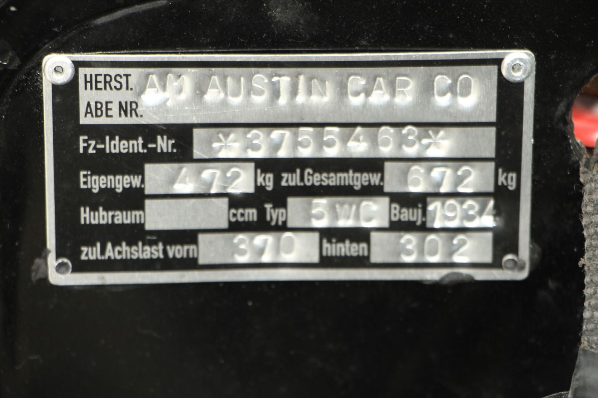 American Austin 5-Window Coupé, Chassis Number: 3755463, first registered 12/1933, oneregistration - Bild 10 aus 15