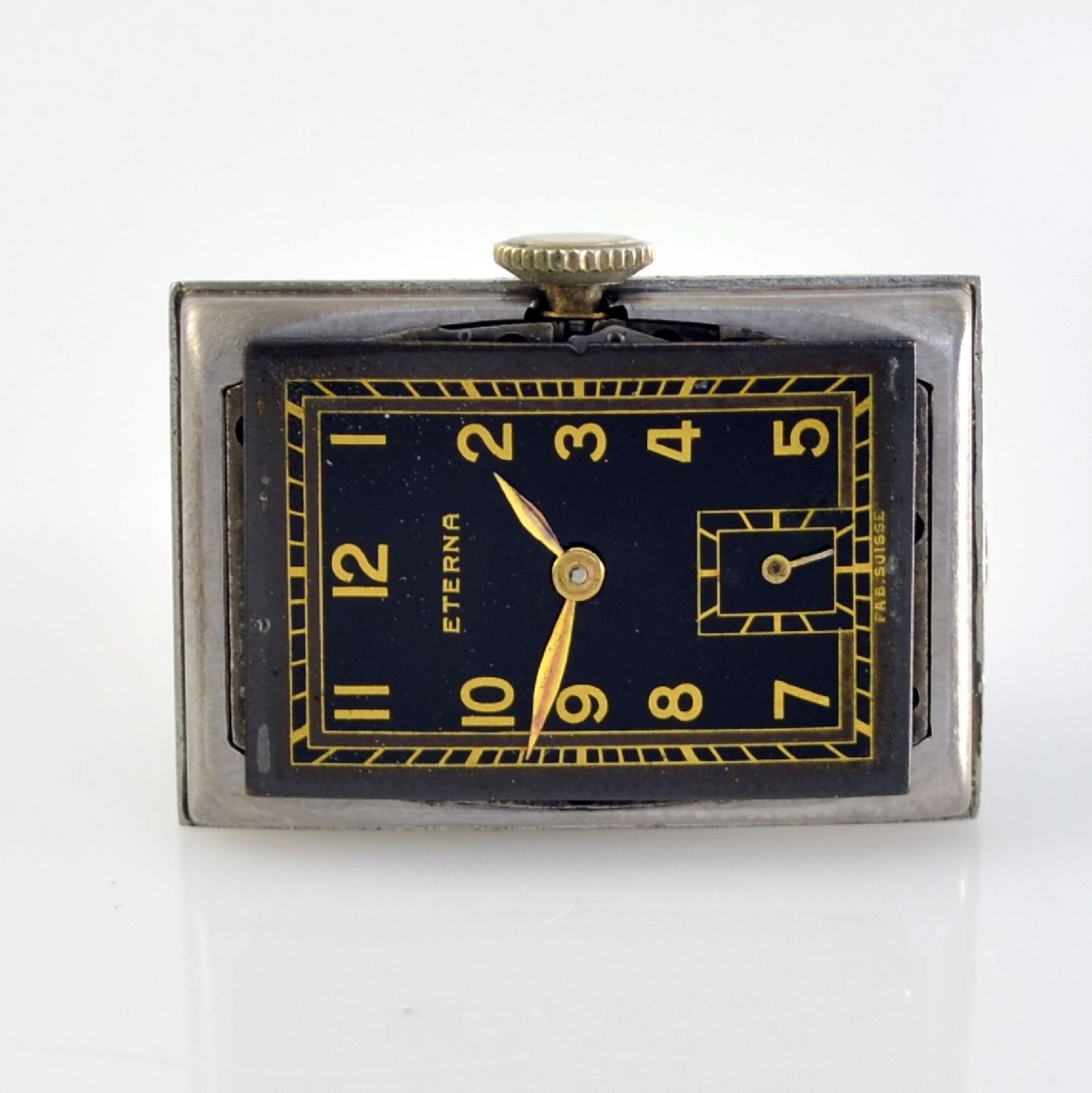 ETERNA 2 rectangular gents wristwatches in steel, Switzerland around 1935, snap on case backs, 1 - Bild 5 aus 13