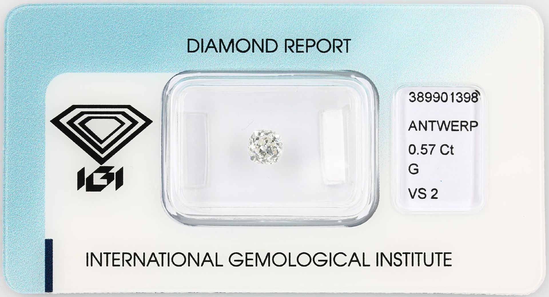 Loose old cut diamond 0.57 ct Top Wesselton(G)/vs2, with IGI expertise, sealed Valuation Price: