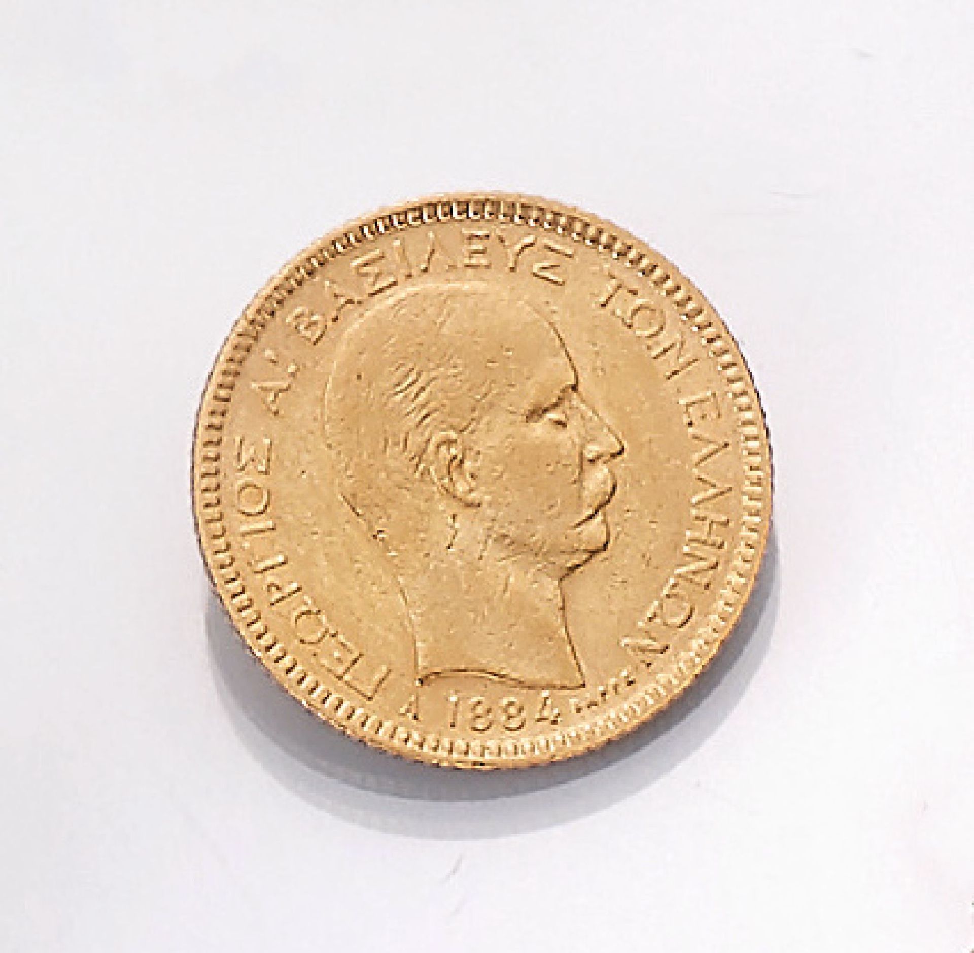 Gold coin, 20 drachmas, Greece, 1884 , GeorgI. of Schleswig-Holstein-Sonderburg- Glücksburg, king of