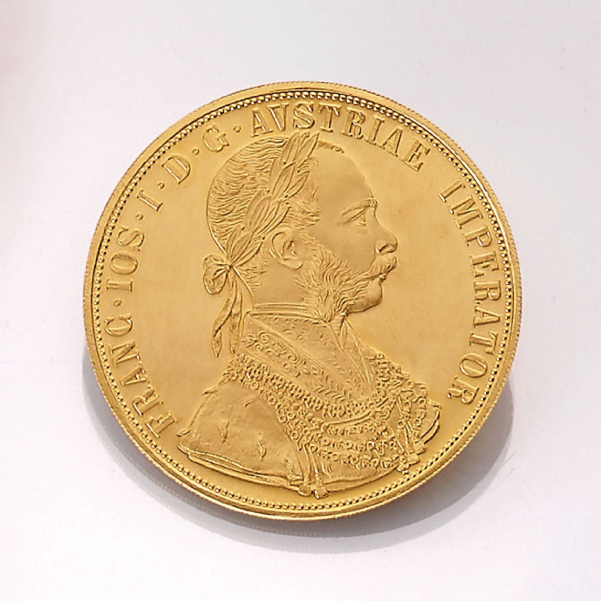 Gold coin, 4 ducats, Austria-Hungary, 1915 ,Franz Joseph I., official restrike, in case