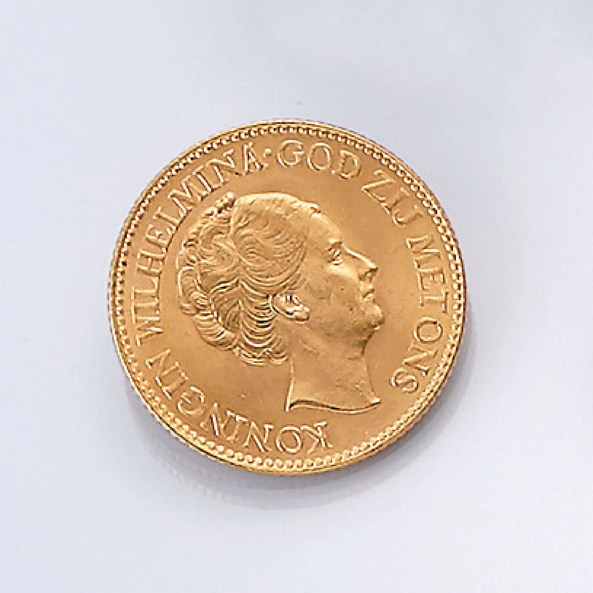 Gold coin, 10 guilder, Netherlands, 1932 , Koningin Wilhelmina, God zij met ons, Koningrijk der
