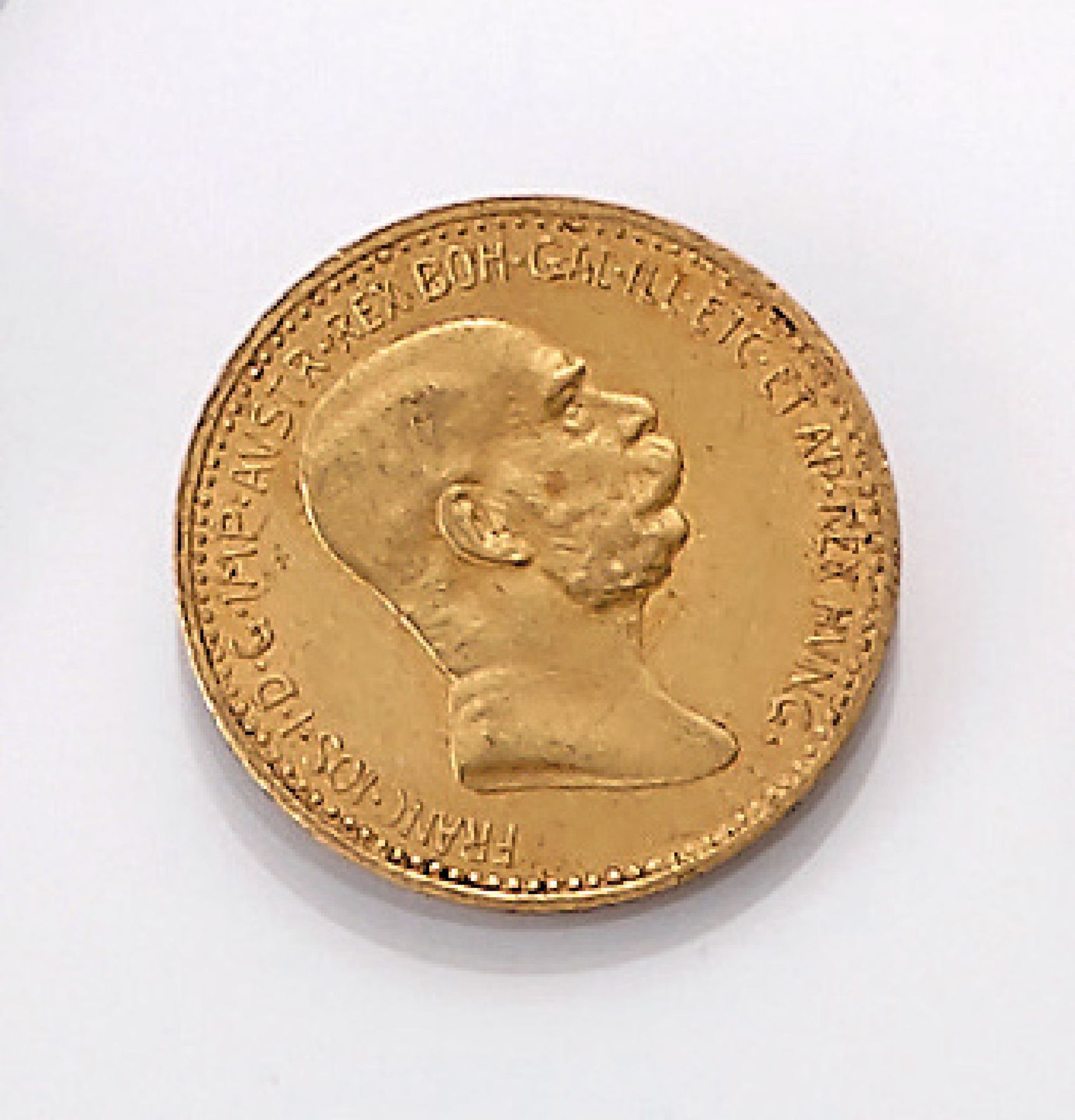 Gold coin, 10 kroner, Austria-Hungary, 1908 , Franz Joseph I., government anniversary