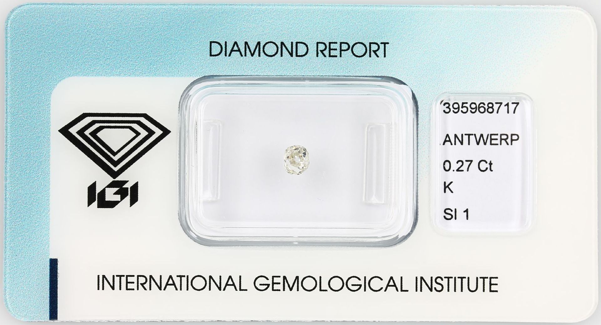 Loose old cut diamond 0.27 ct Top Cape (K)/si1, with IGI expertise, sealed Valuation Price: 380, -