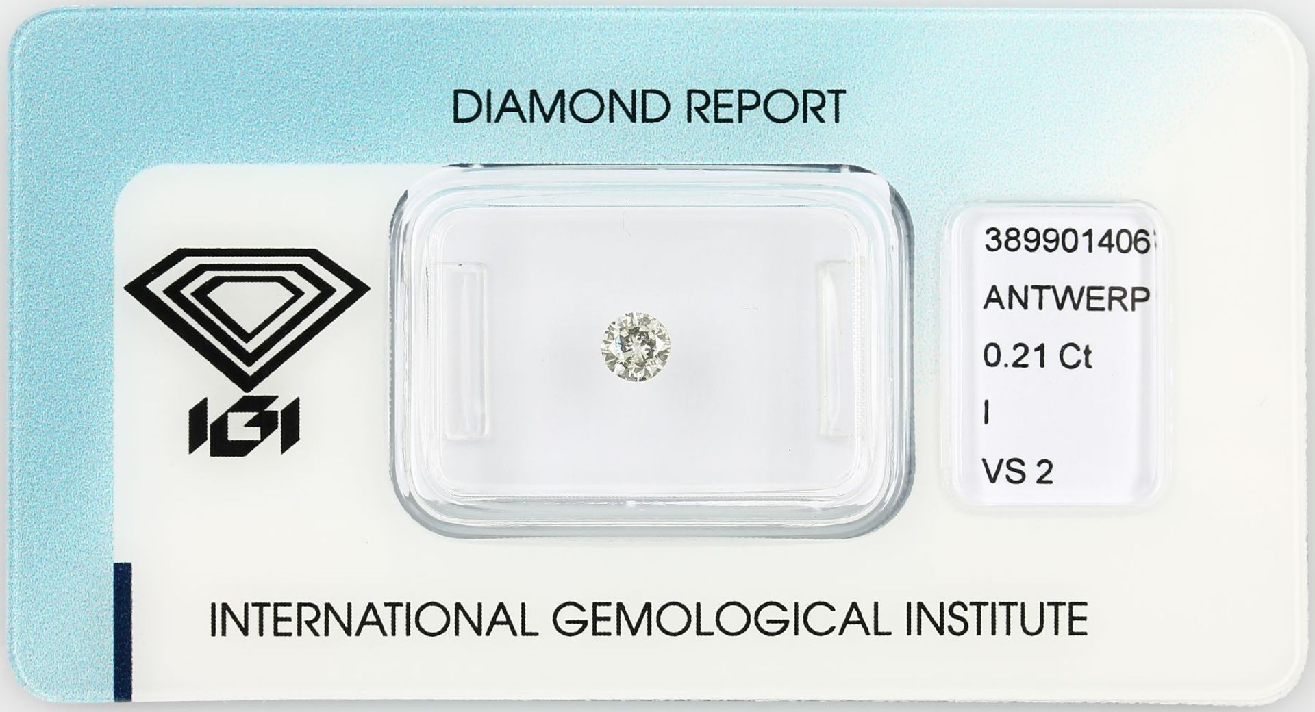 Loose brilliant 0.21 ct Crystal(I)/vs2, polish and symmetry: good, with IGI expertise,sealed