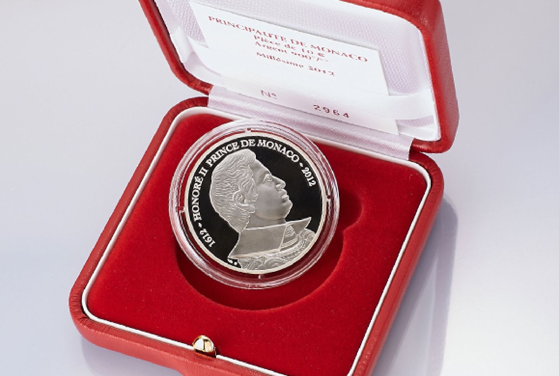 Commemorative coin, 10 Euros, "400 years princely title Honore II.", Monaco, 2012 , anniversary coin