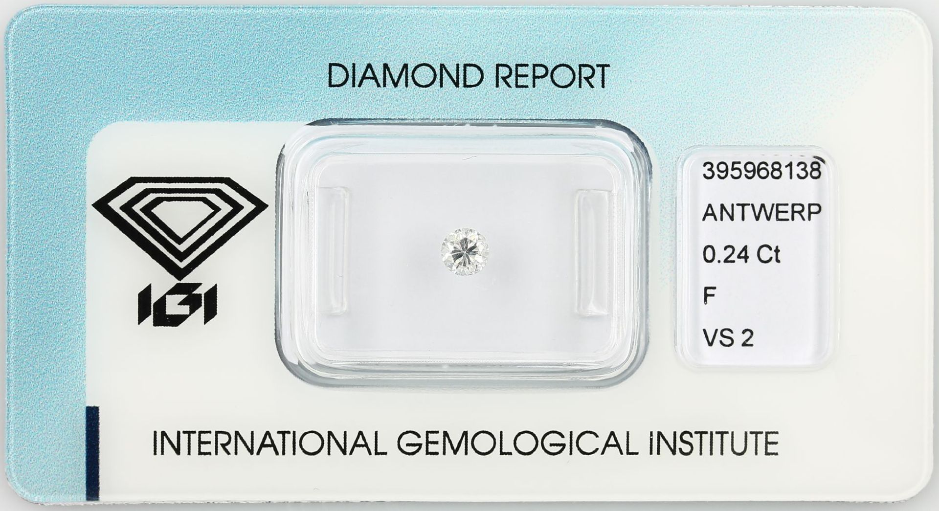 Loose brilliant 0.24 ct Top Wesselton (F)/vs2, polish: good, with IGI expertise, sealed Valuation