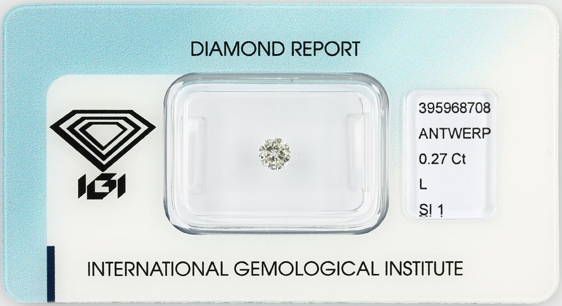 Loose brilliant 0.27 ct Top Cape(L)/si1, polish: good, with IGI expertise, sealed Valuation Price: