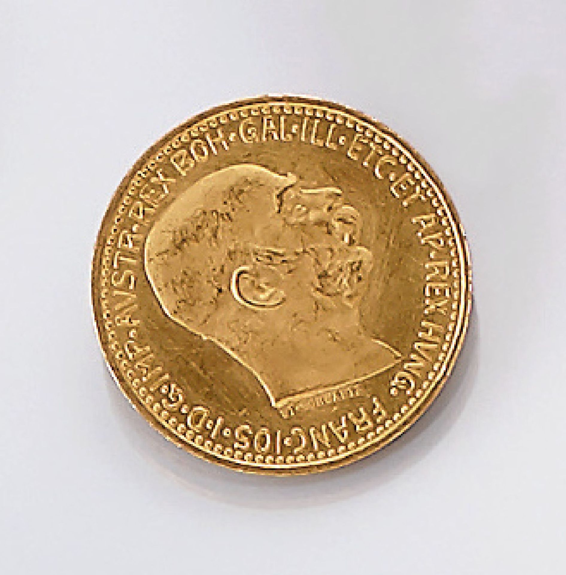 Gold coin 10 kroner , Austria-Hungary 1912, Franz Joseph I., official restrike