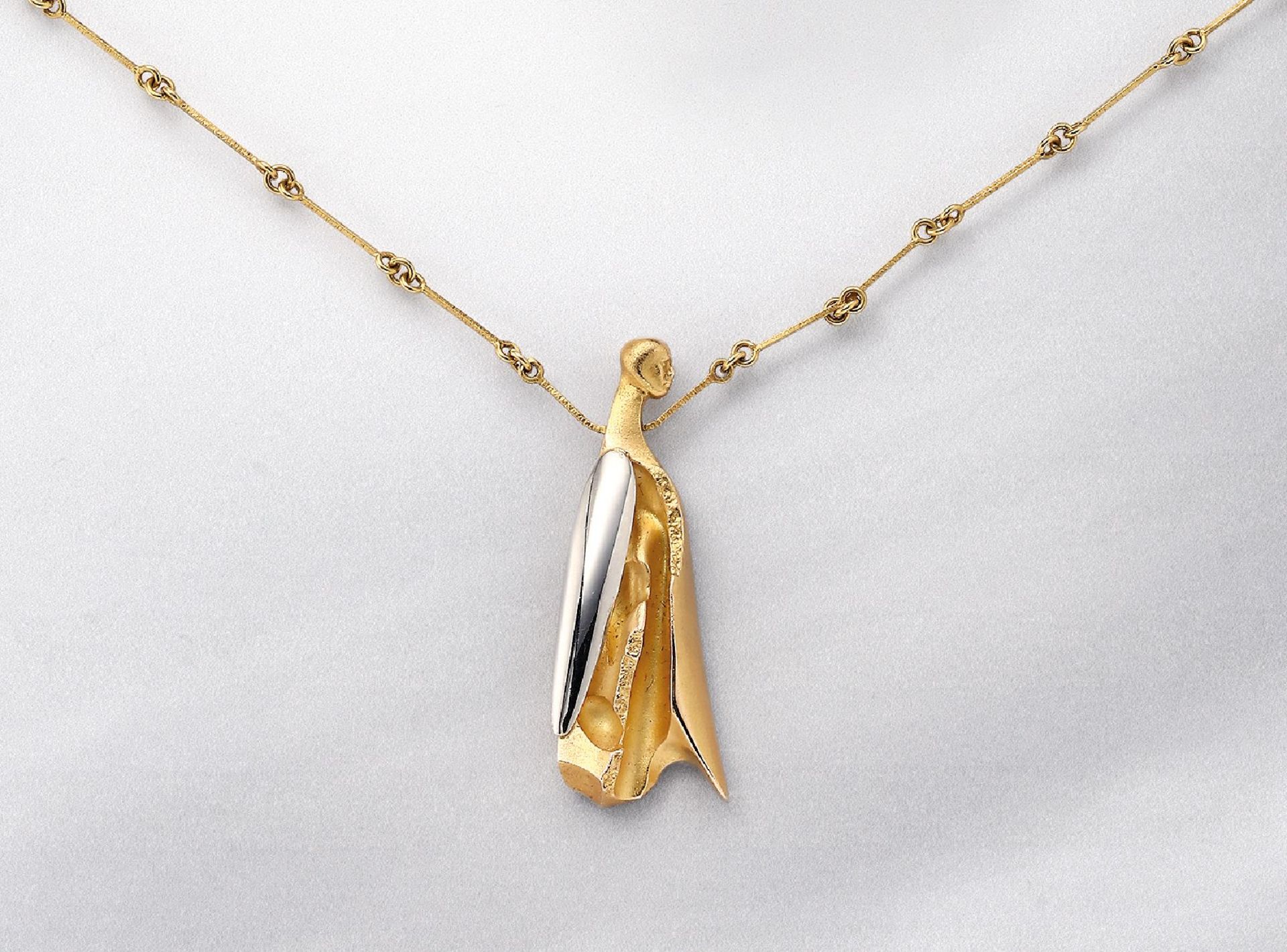 14 kt gold LAPPONIA necklace , YG/WG 585/000, signed, typ. design, l. approx. 45 cm, approx. 16.2