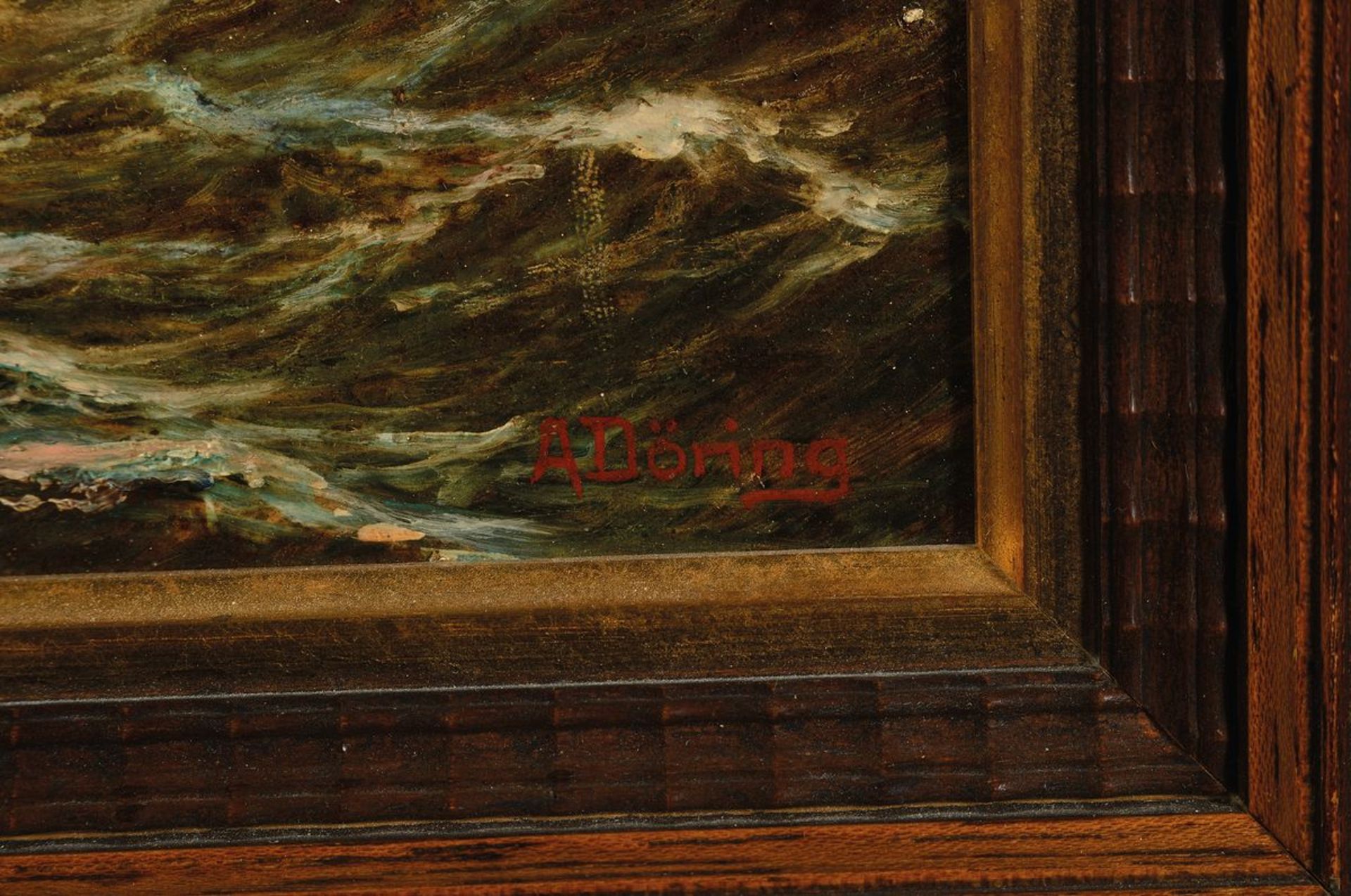 A. Döring, painter of the 1st half of the 20thcentury, unruly sea with flying seagulls, oil / - Image 2 of 3