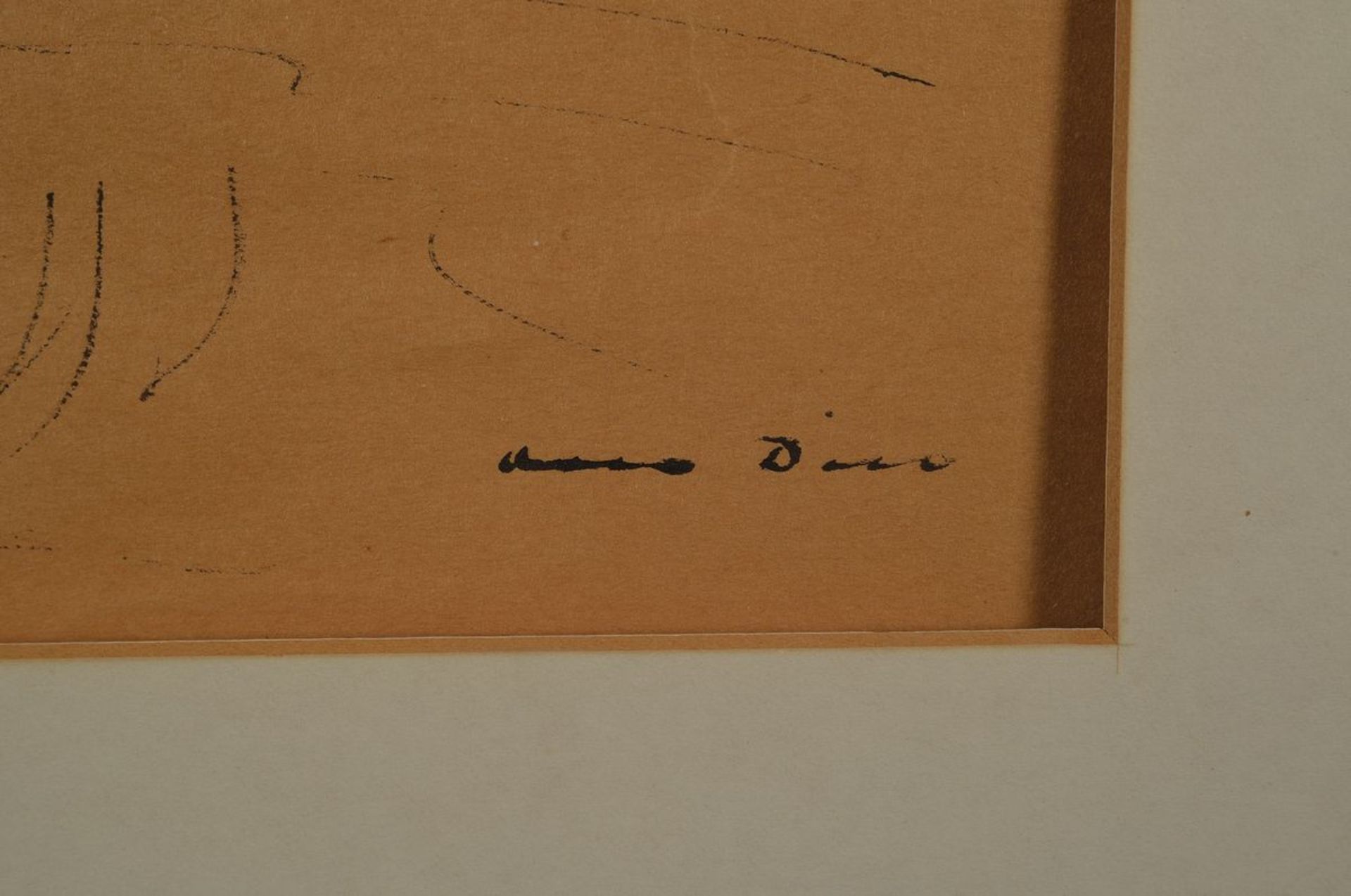 Otto Dill, 1884 Neustadt-1957 Bad Dürkheim, Lion in the desert, pen and ink drawing on paper, - Bild 2 aus 3