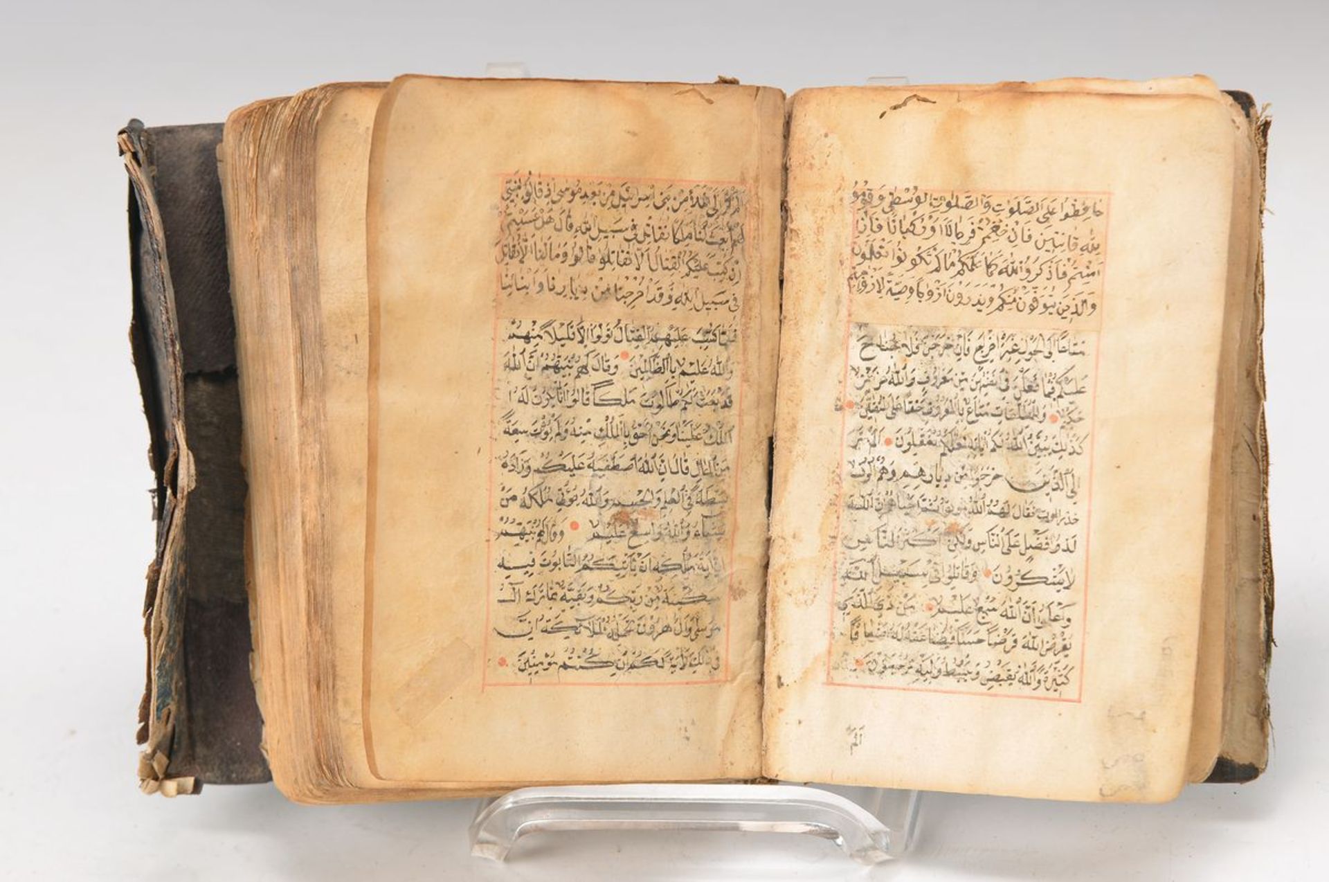 Quran, probably 19th c .., hand written, leather binding, partly with blurring, traces of tapping,