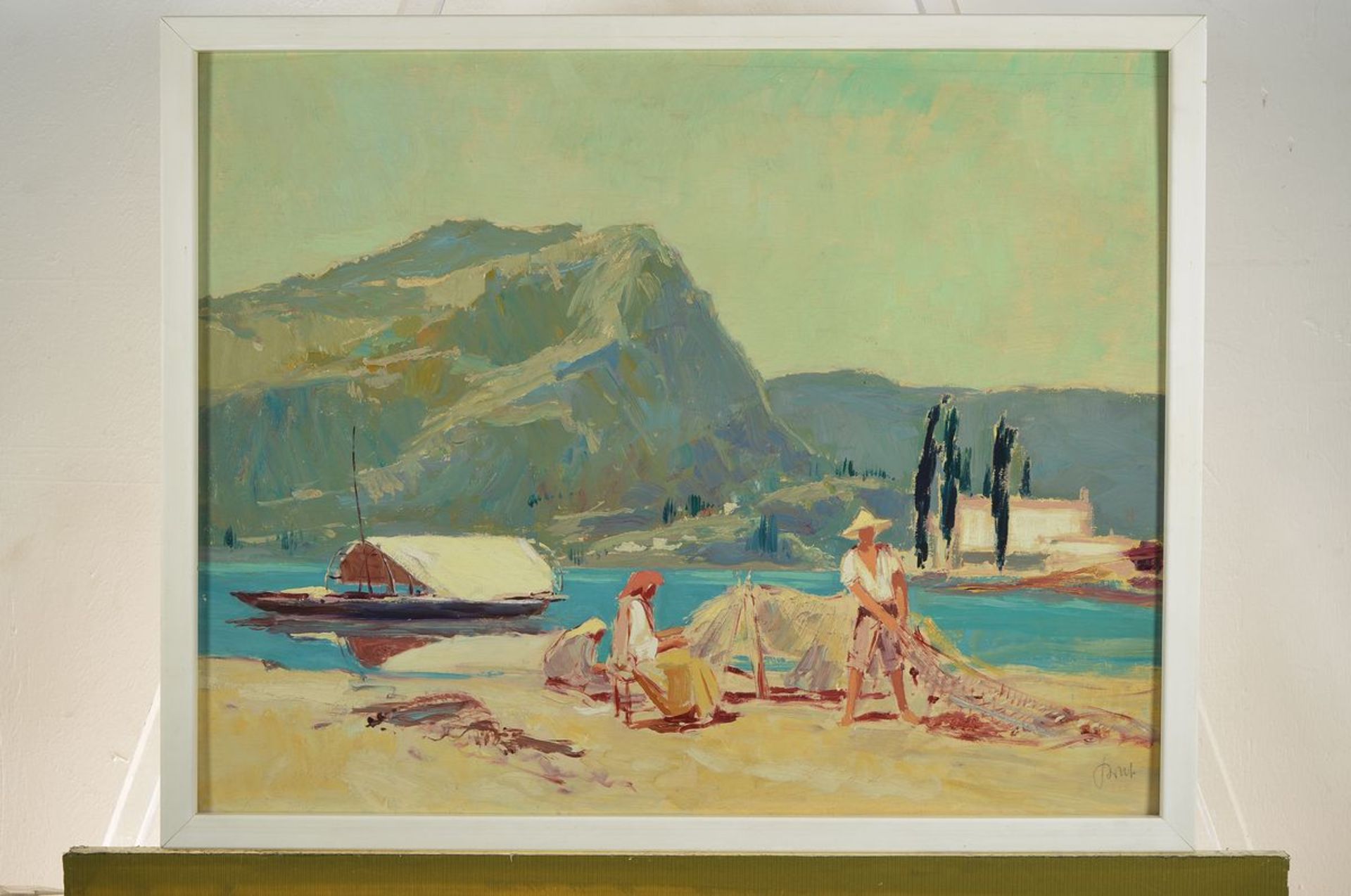 Karl Graf, 1902 - 1986 Speyer, Gardasee 1936, so verso inscribed, oil / Holzplatte, on the back with - Image 3 of 3