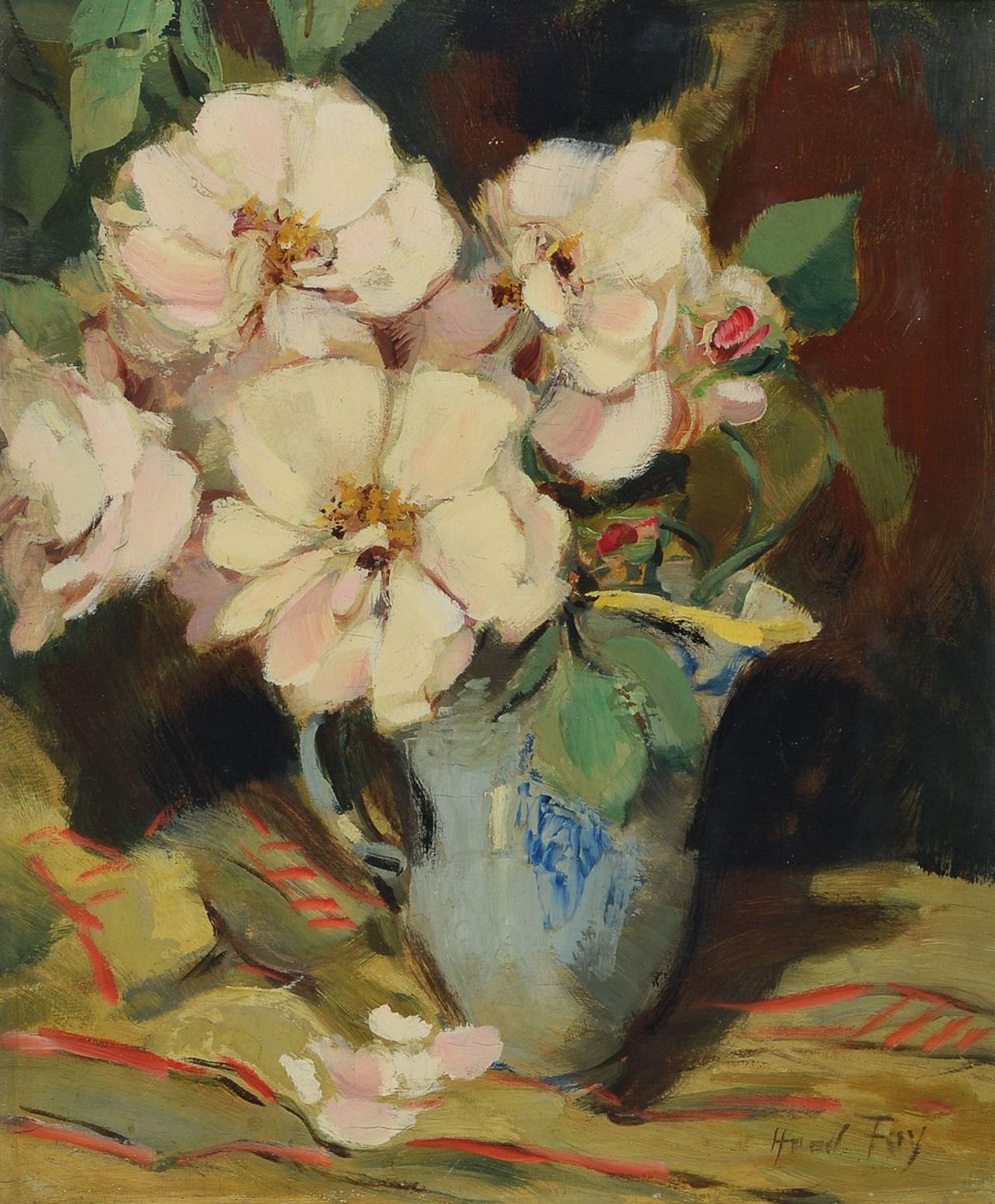 Hanns Fay, 1888 Frankenthal-1957 Neustadt, still life with magnolias, oil / wood, signed lower