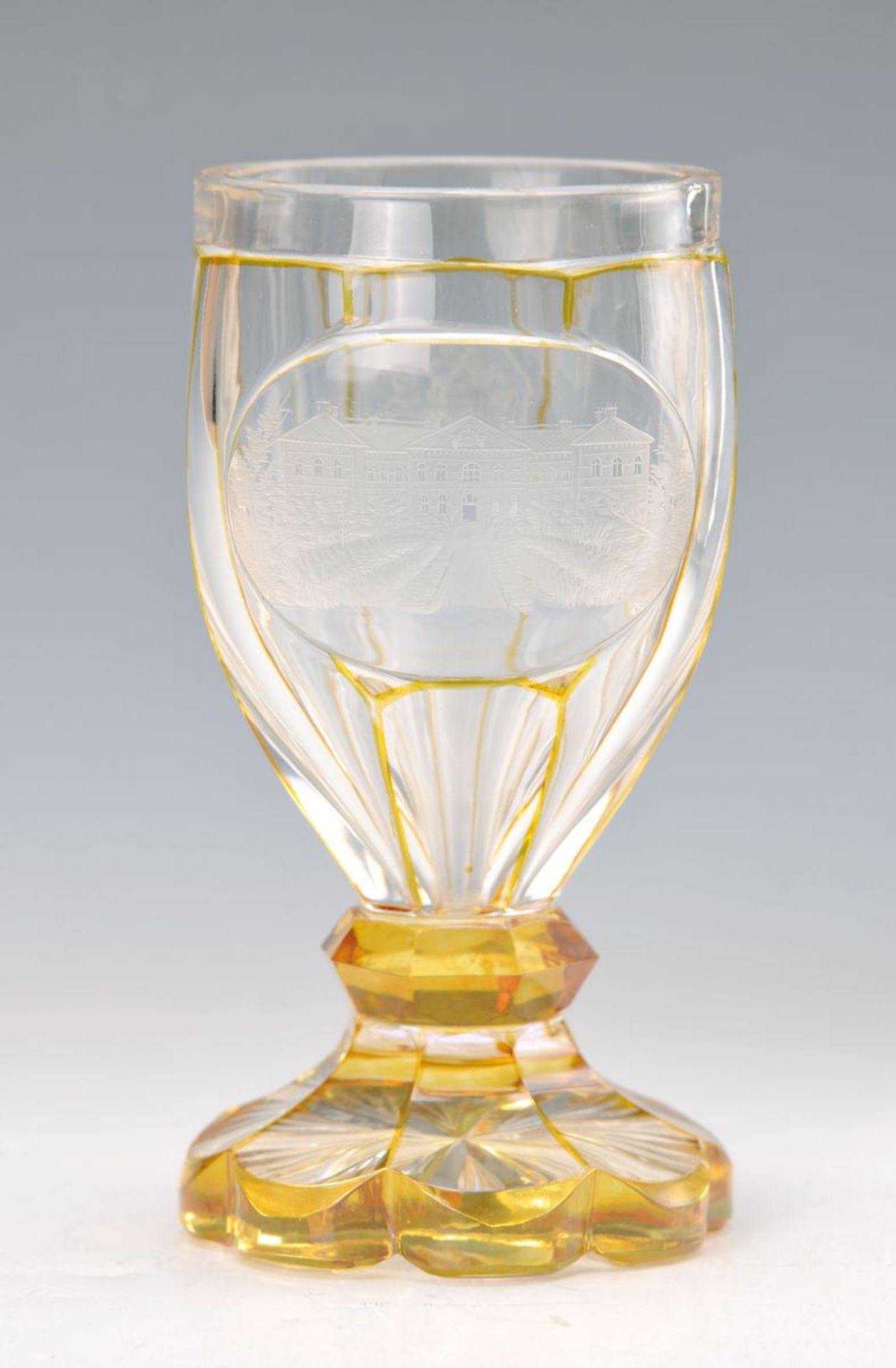 Biedermeier glass, Bohemia, around 1835, probably Blottendorf-Haina, foot and eightfoldbevelled