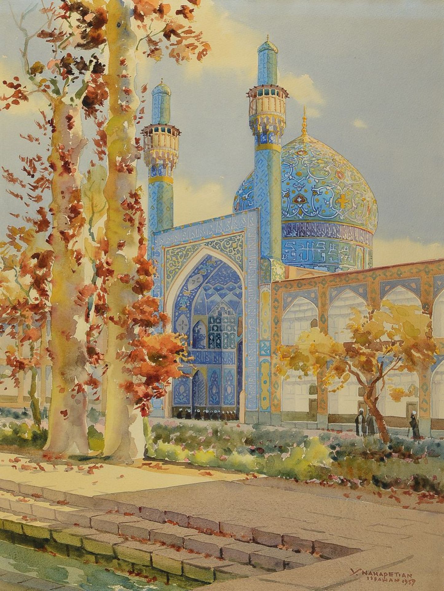 Yervand Nahapetian, 1916-2006, view of the Friday Mosque (also Jame- Mosque) of Isafahan,