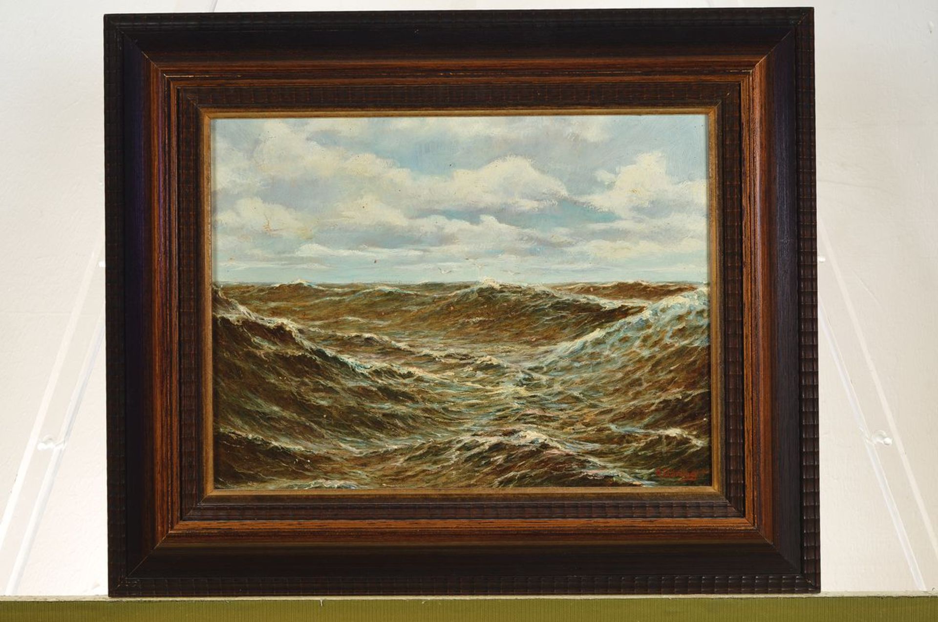 A. Döring, painter of the 1st half of the 20thcentury, unruly sea with flying seagulls, oil / - Image 3 of 3