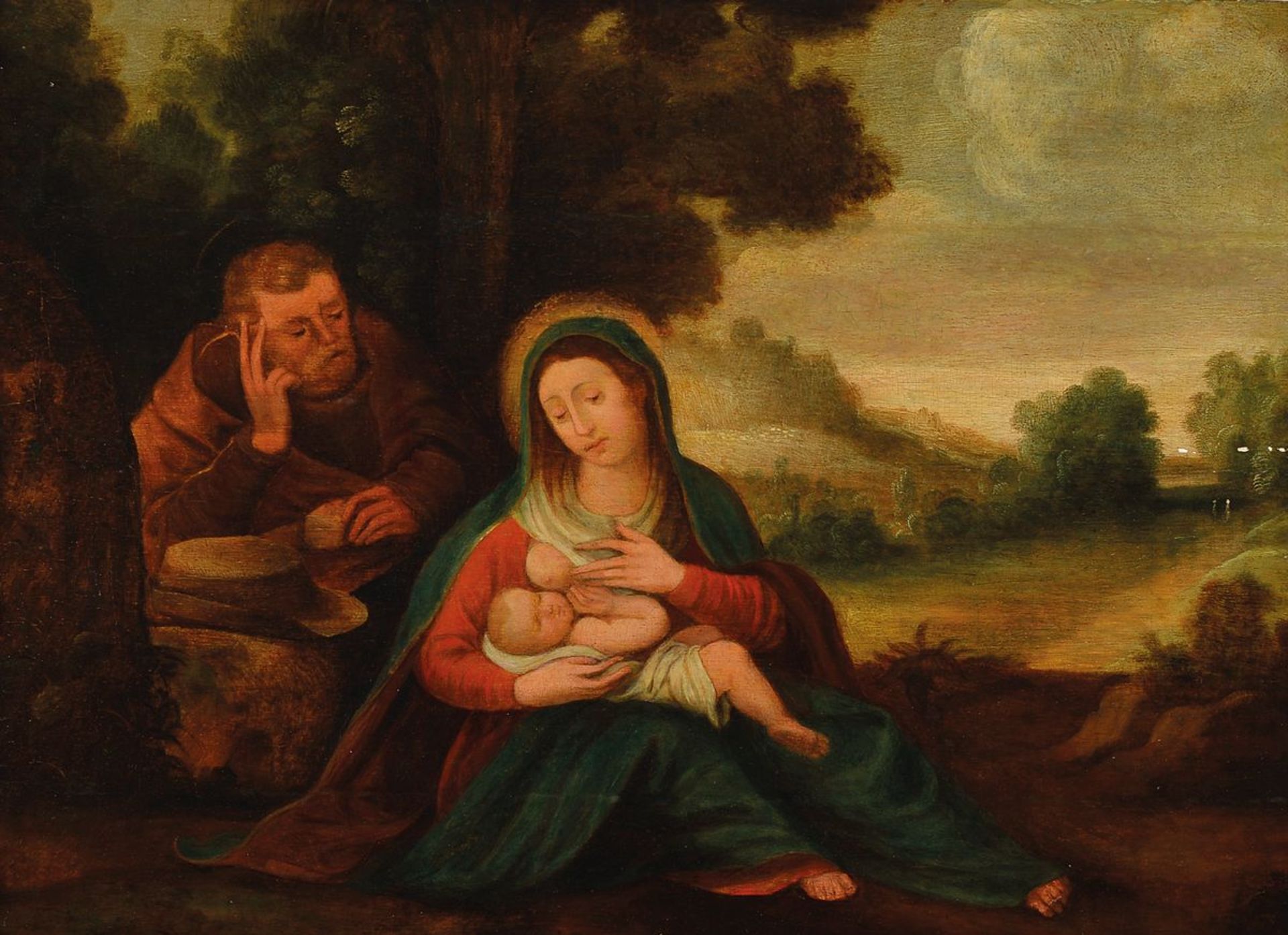 Unidentified master, probably the Netherlands ,around 1680/1720, "The holy family", oil / wood,