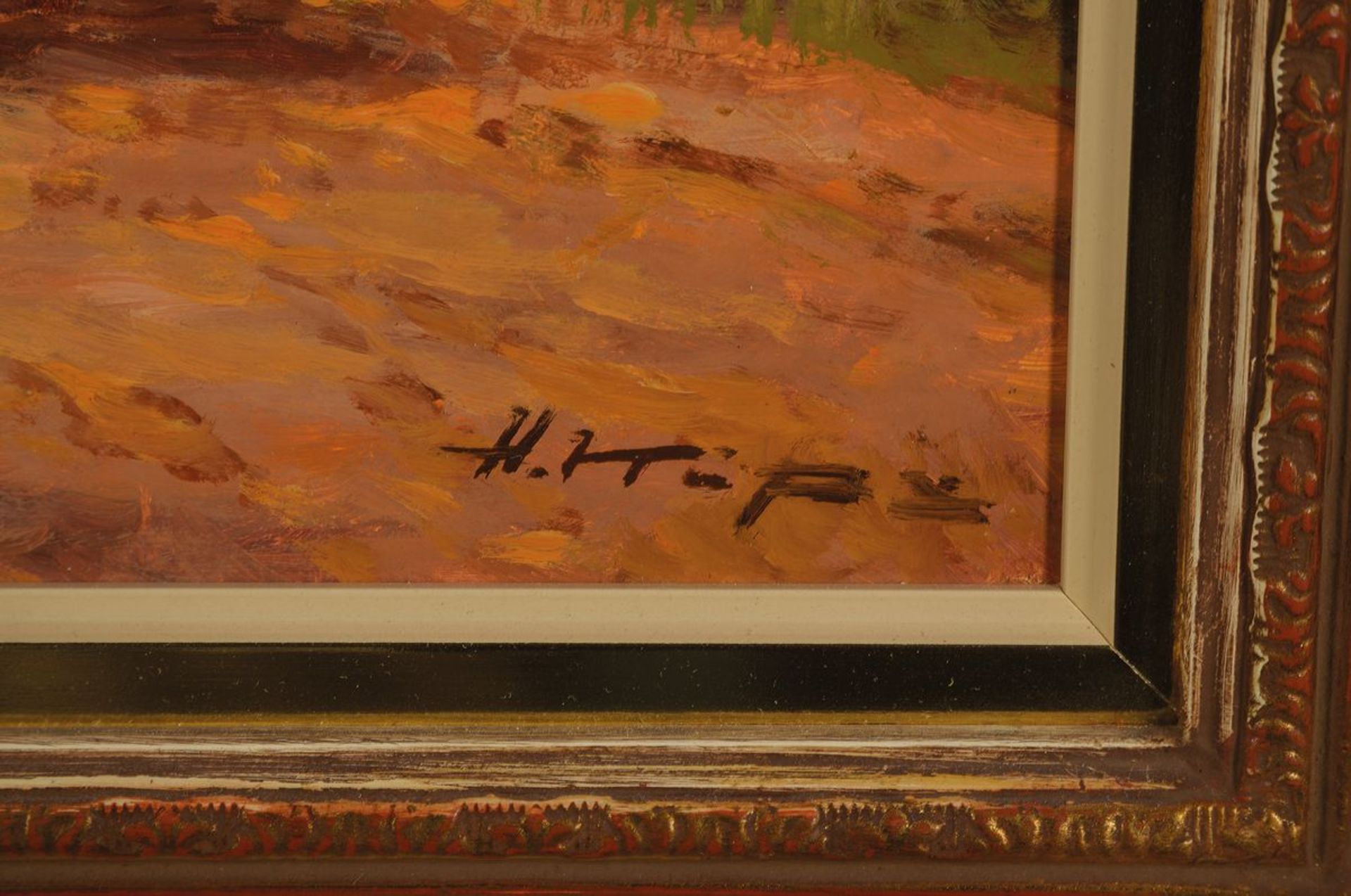 Helmut Kips, born 1937 Krefeld, carriage and stroller in forest, oil / wood, signed lower right, - Image 2 of 3