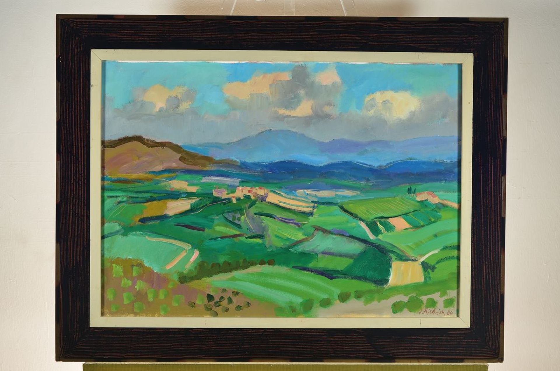 Heinz Friedrich, 1924 Schwetzingen-2018, southpalatinate landscape, Birkweiler, oil / canvas, - Image 3 of 3