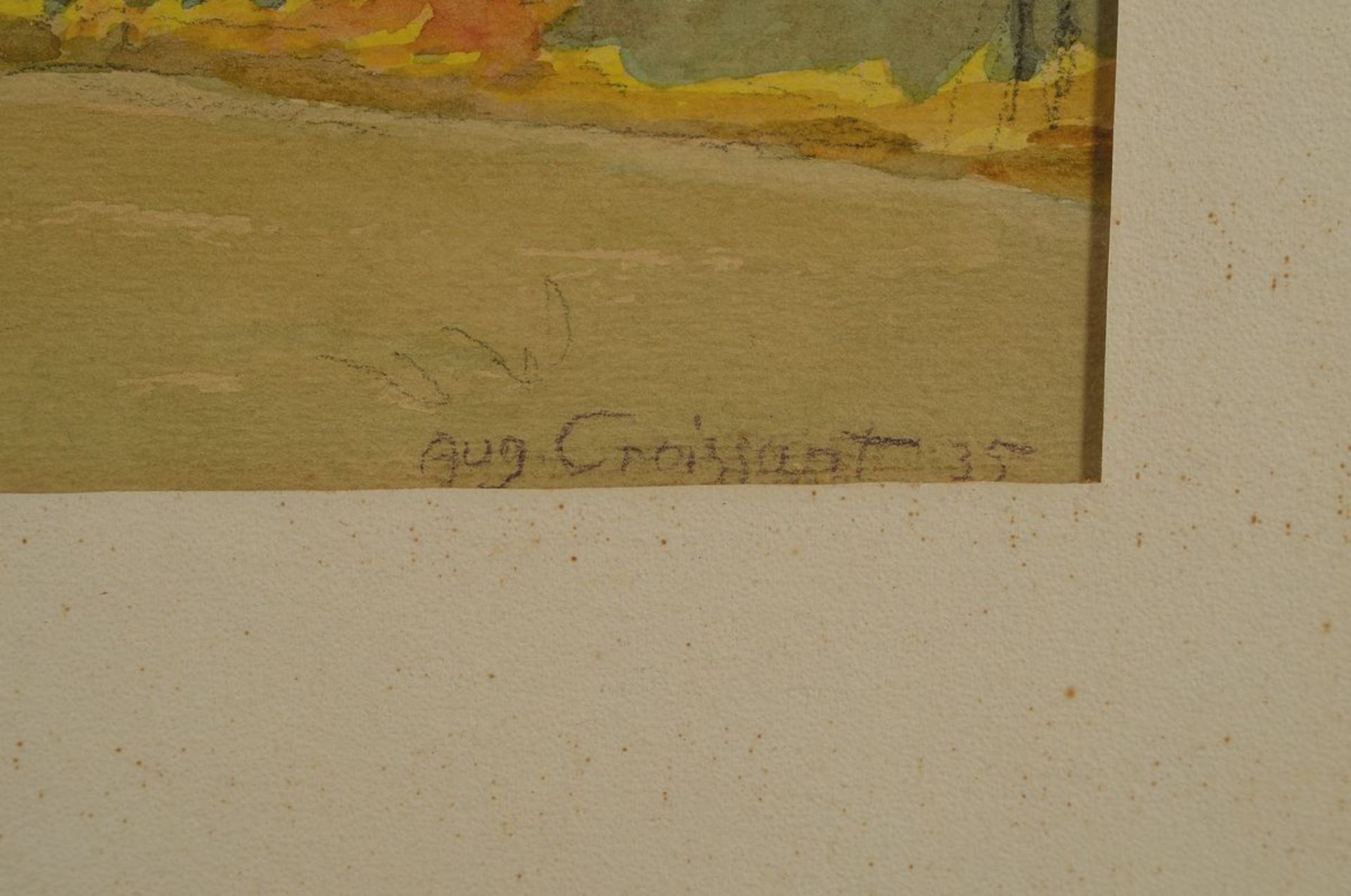 August Croissant, 1870 Landau-1941 Edenkoben, view of Albersweiler, watercolor on paper, signed - Bild 2 aus 3
