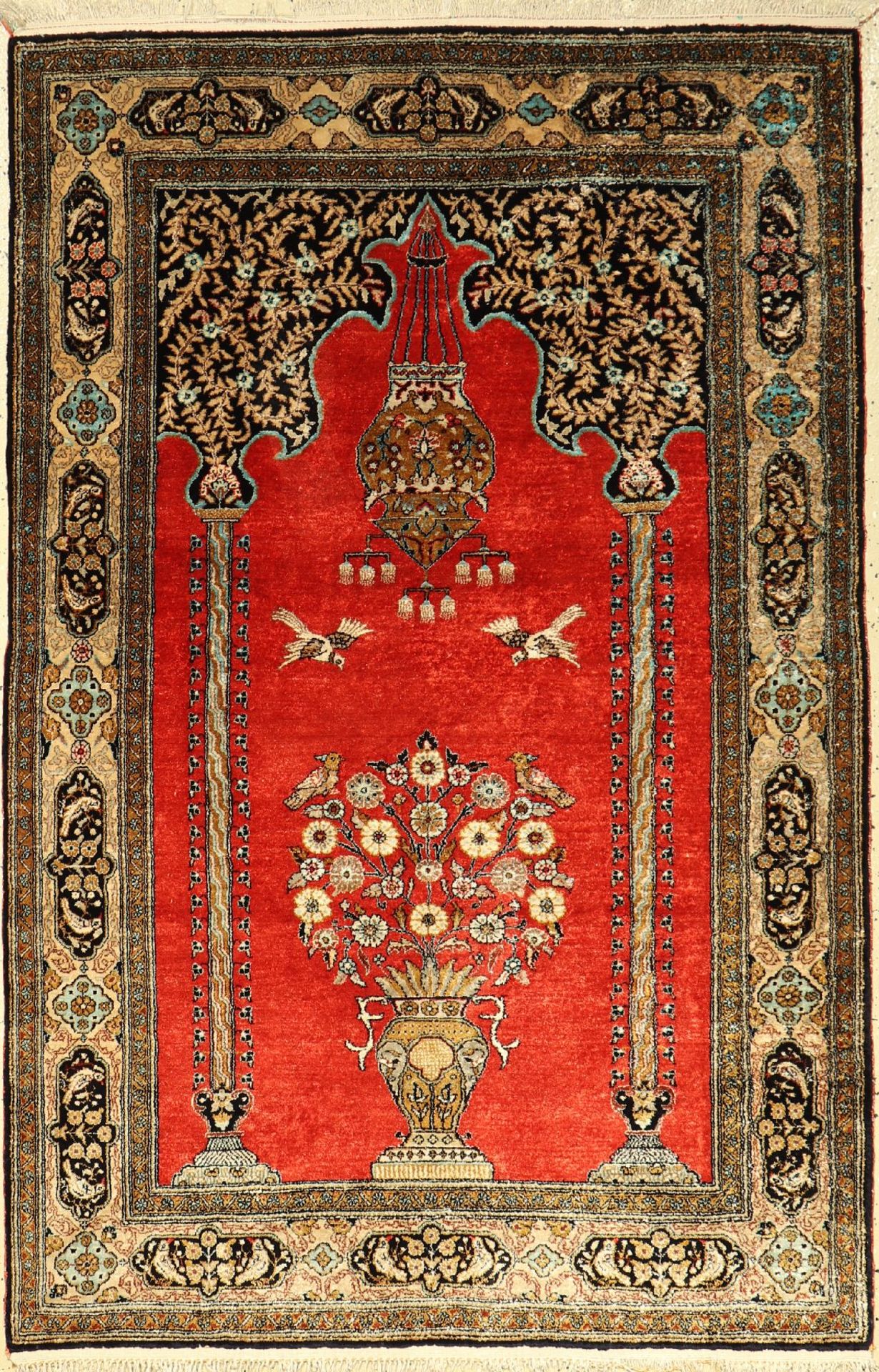 Ghom Seide, Persien, ca. 50 Jahre, reine Naturseide, ca. 162 x 107 cm, EHZ: 2