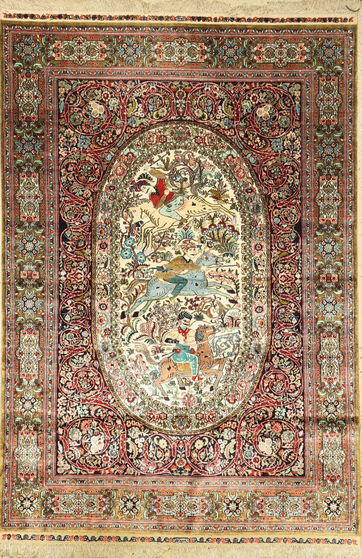 Seiden Hereke fein, China, ca. 30 Jahre, reine Naturseide, ca. 182 x 123 cm, EHZ: 2