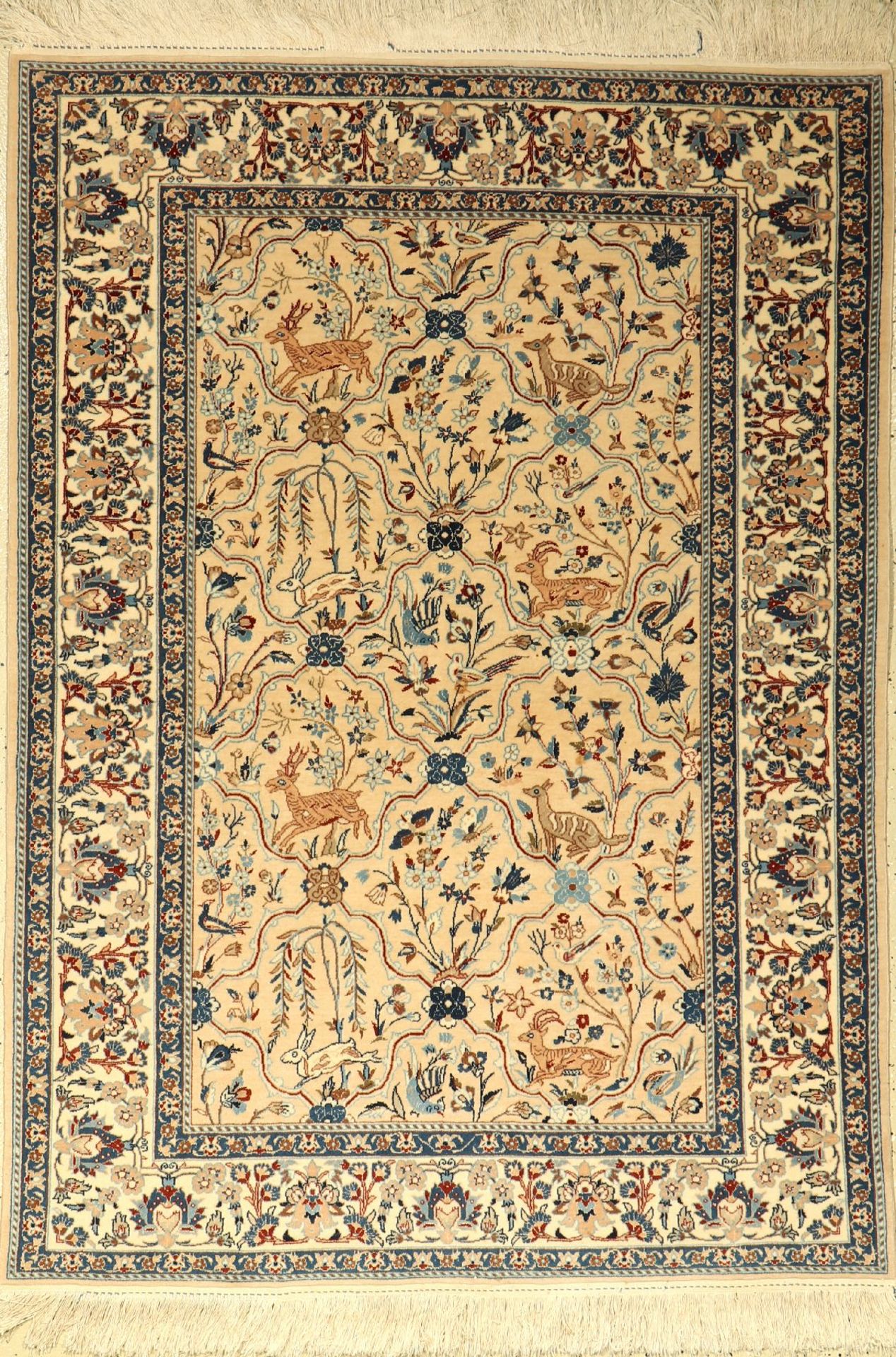 Nain fein (6 La ), Persien, ca. 50 Jahre, Korkwolle mit Seide, ca. 150 x 110 cm, EHZ: 2