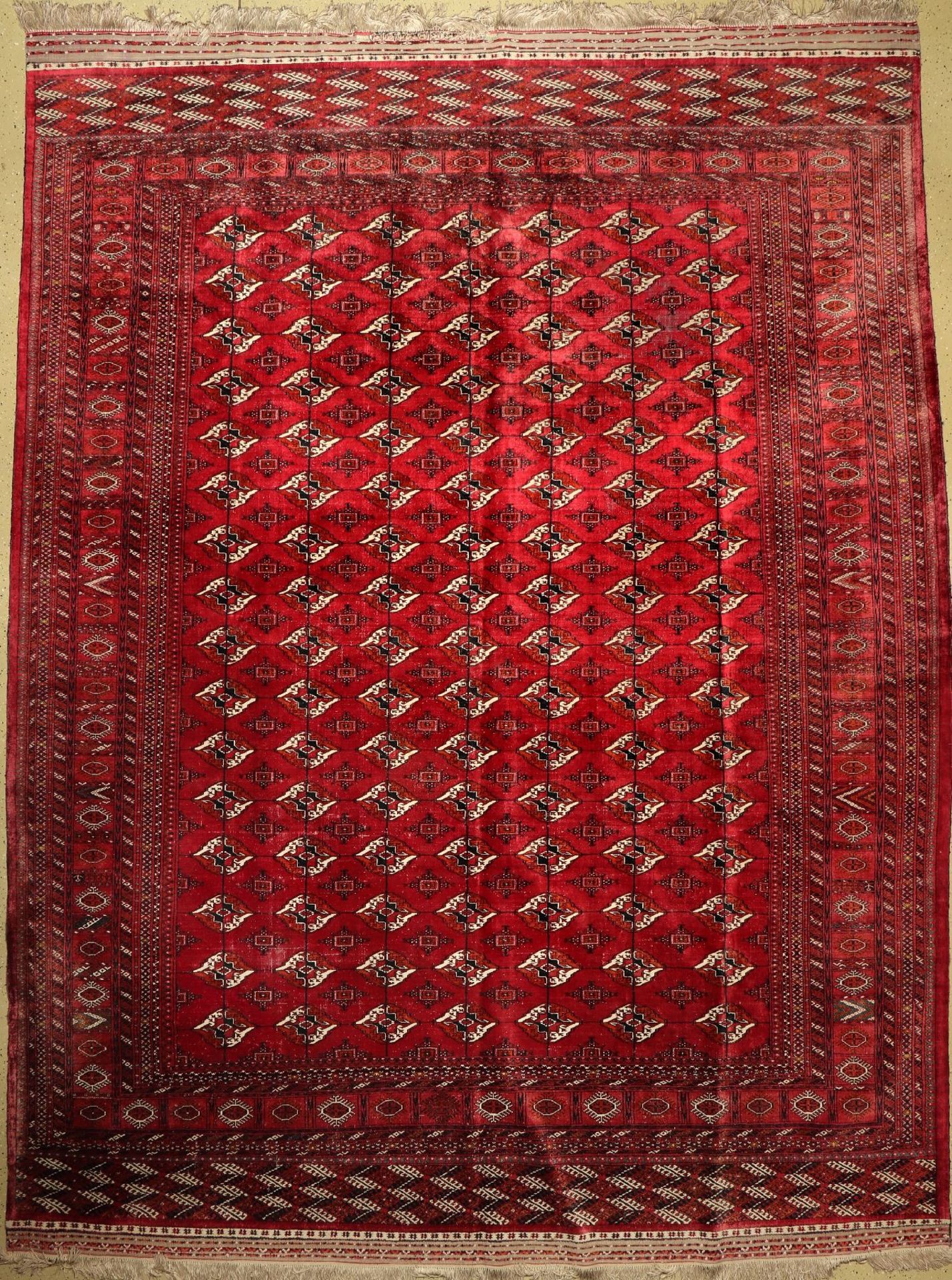 Großer Seiden Torkman alt, Persien, um 1950, reine Naturseide, ca. 430 x 321 cm, dekorativ, selten